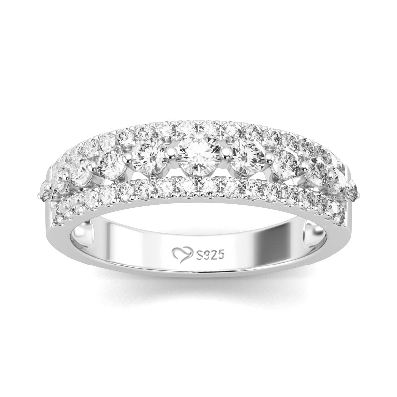 Juelvia Classic Round Cut Sterling Silver Women's Band