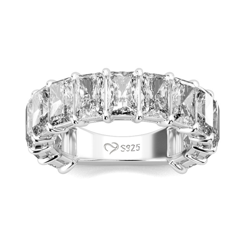 Classic Radiant Cut Sterling Silver Women's Band