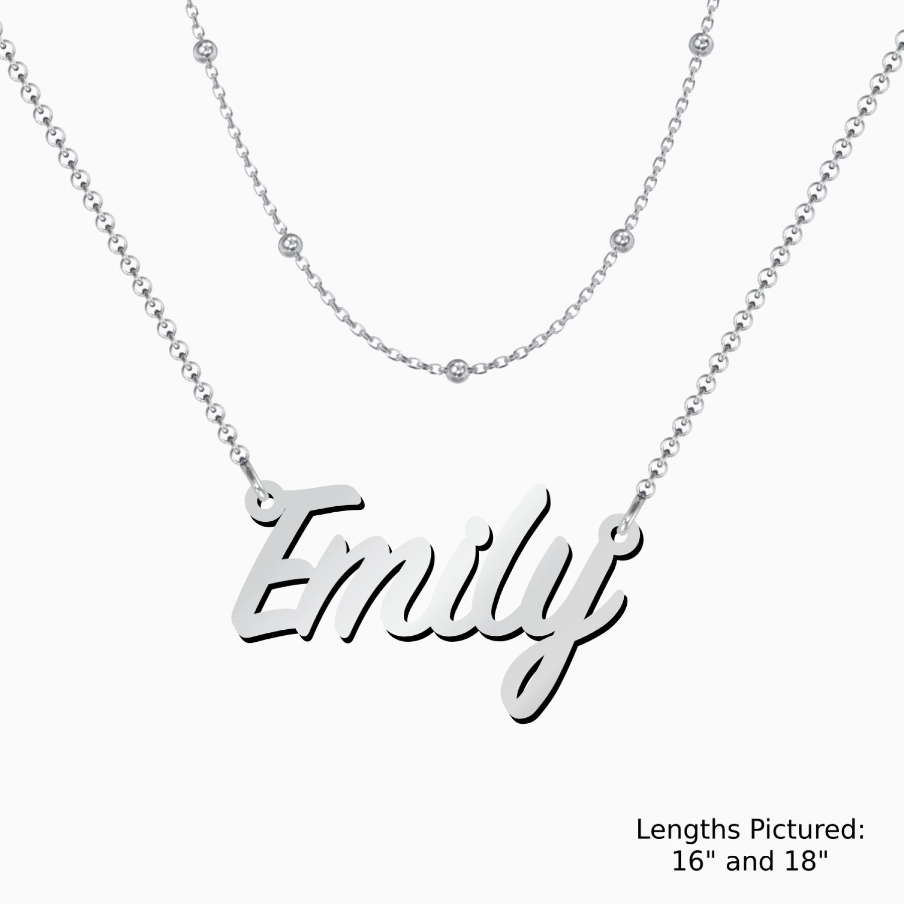 Personalized Name Necklace Layering Set with Ball Station Chain