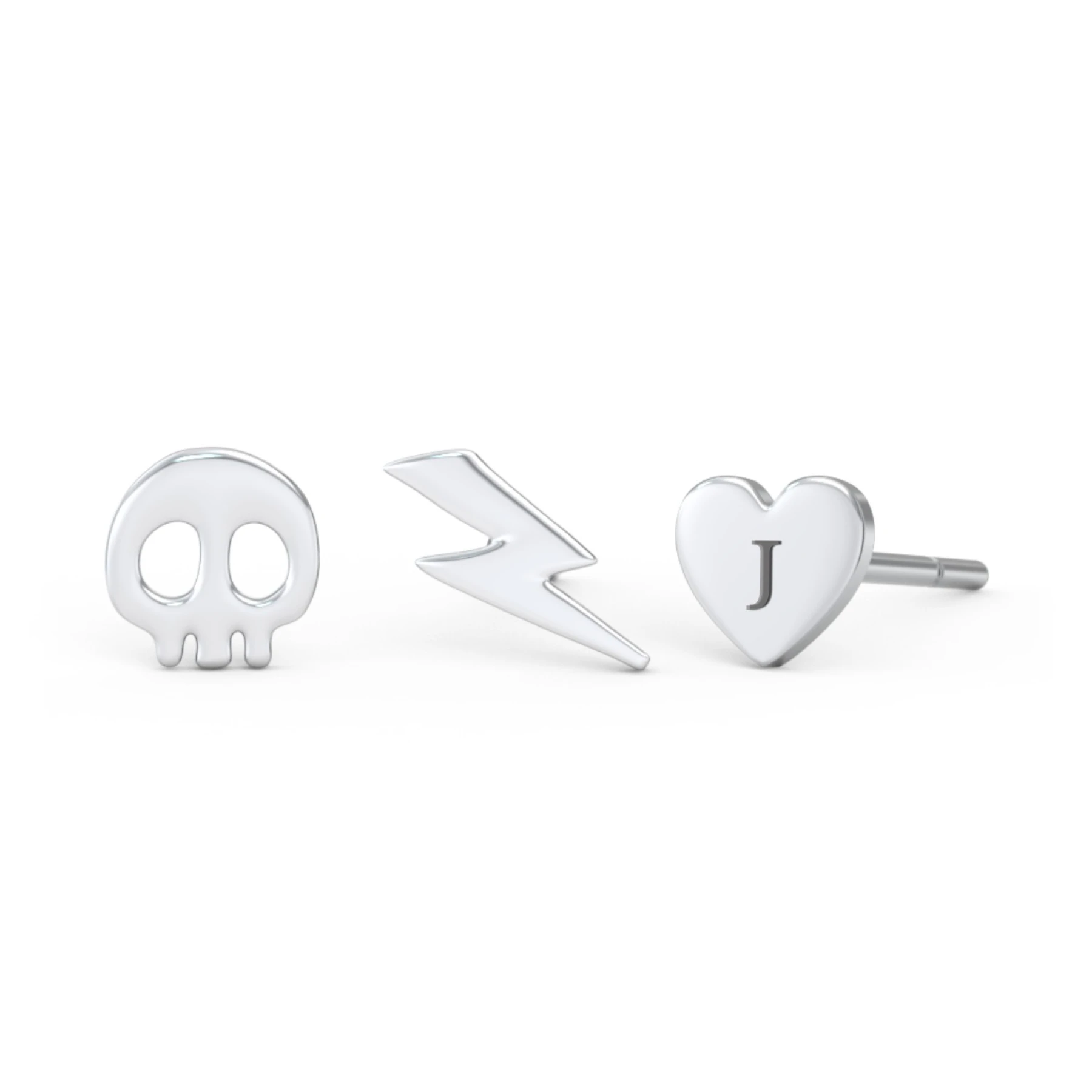 Engravable Edgy & Bold Stud Earrings Stack - Set of 3