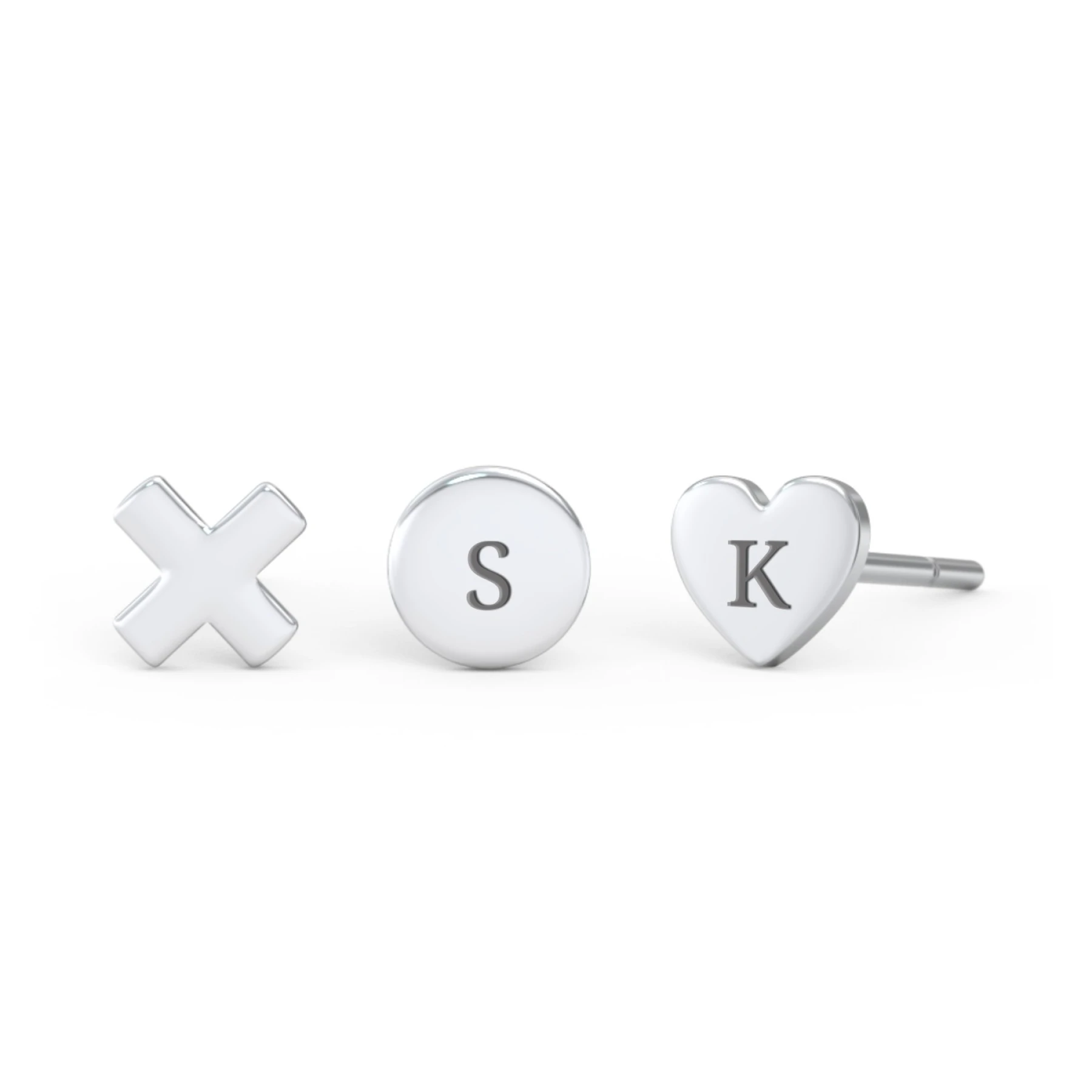 Engravable Hugs & Kisses Earring Stack - Set of 3
