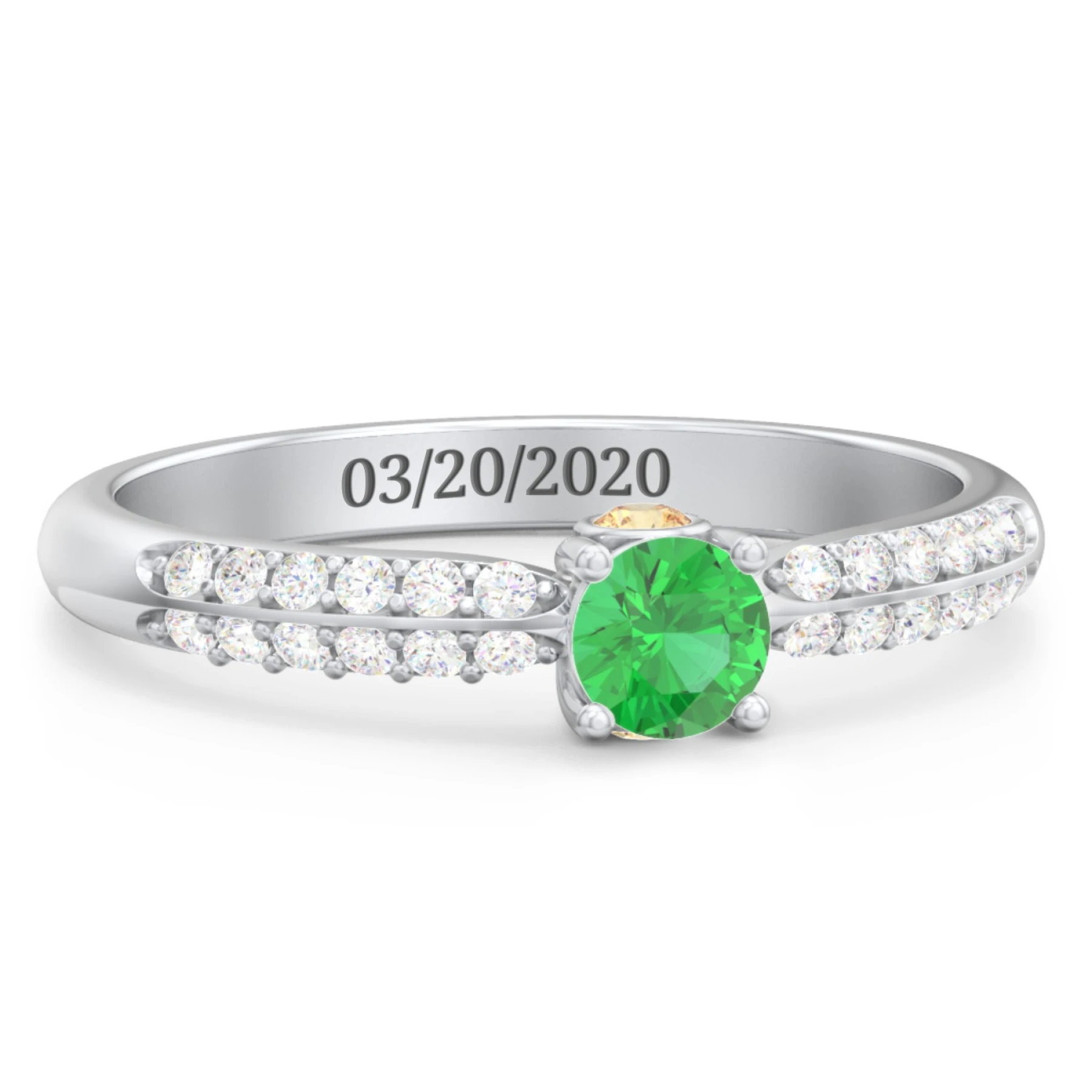 1/4 ct. Round Gemstone Peek-A-Boo Engagement Ring with Double Row Accents - view 1