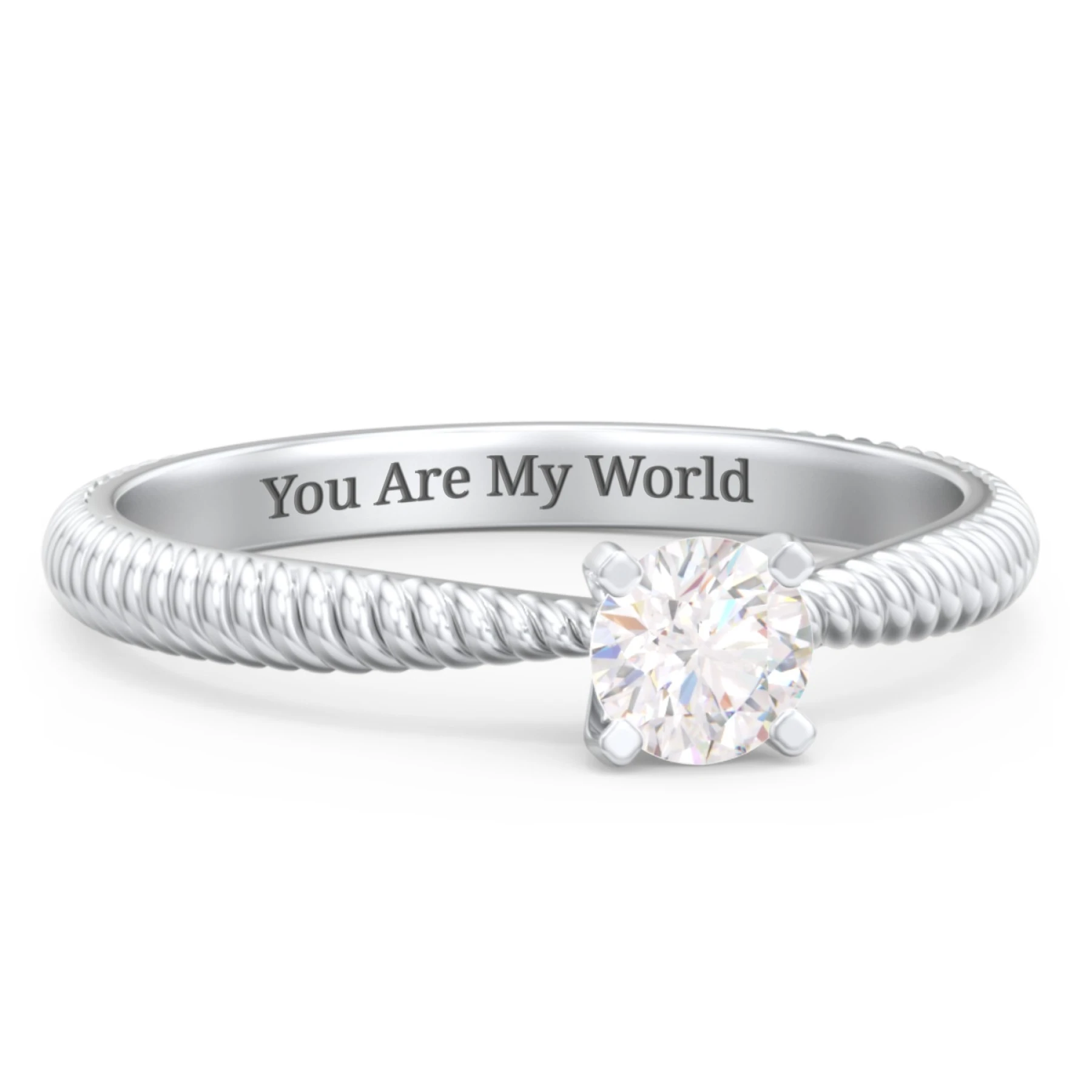 1/3 ct. Round Gemstone Engagement Ring with Twisted Rope Band - view 1