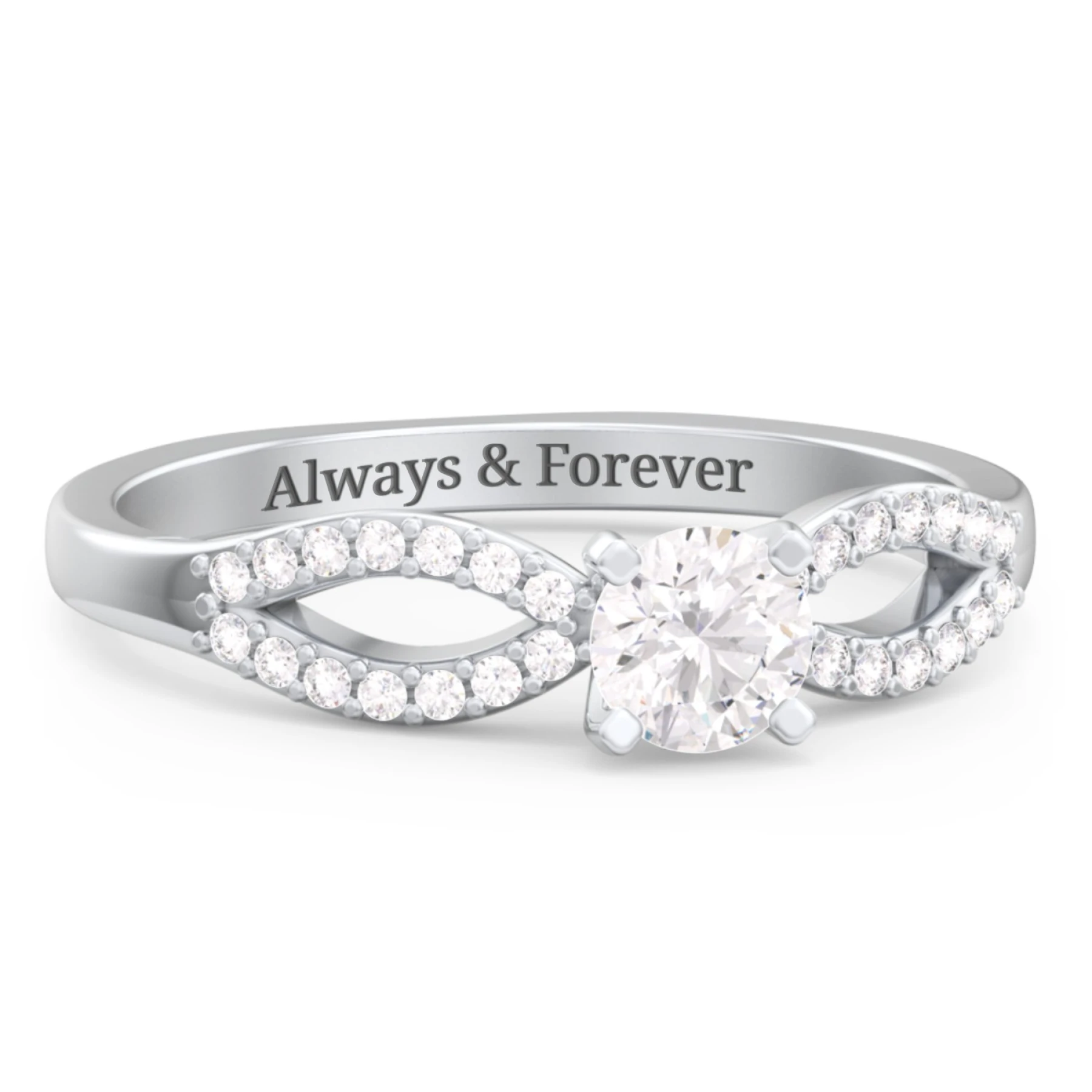 1/3 ct. Round Gemstone Split Engagement Ring with Accents - view 1