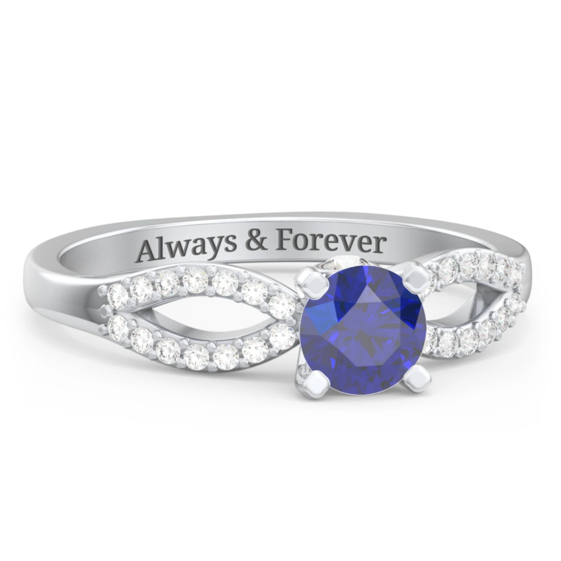1/2 ct. Round Gemstone Split Peek-A-Boo Engagement Ring with Accents - view 1