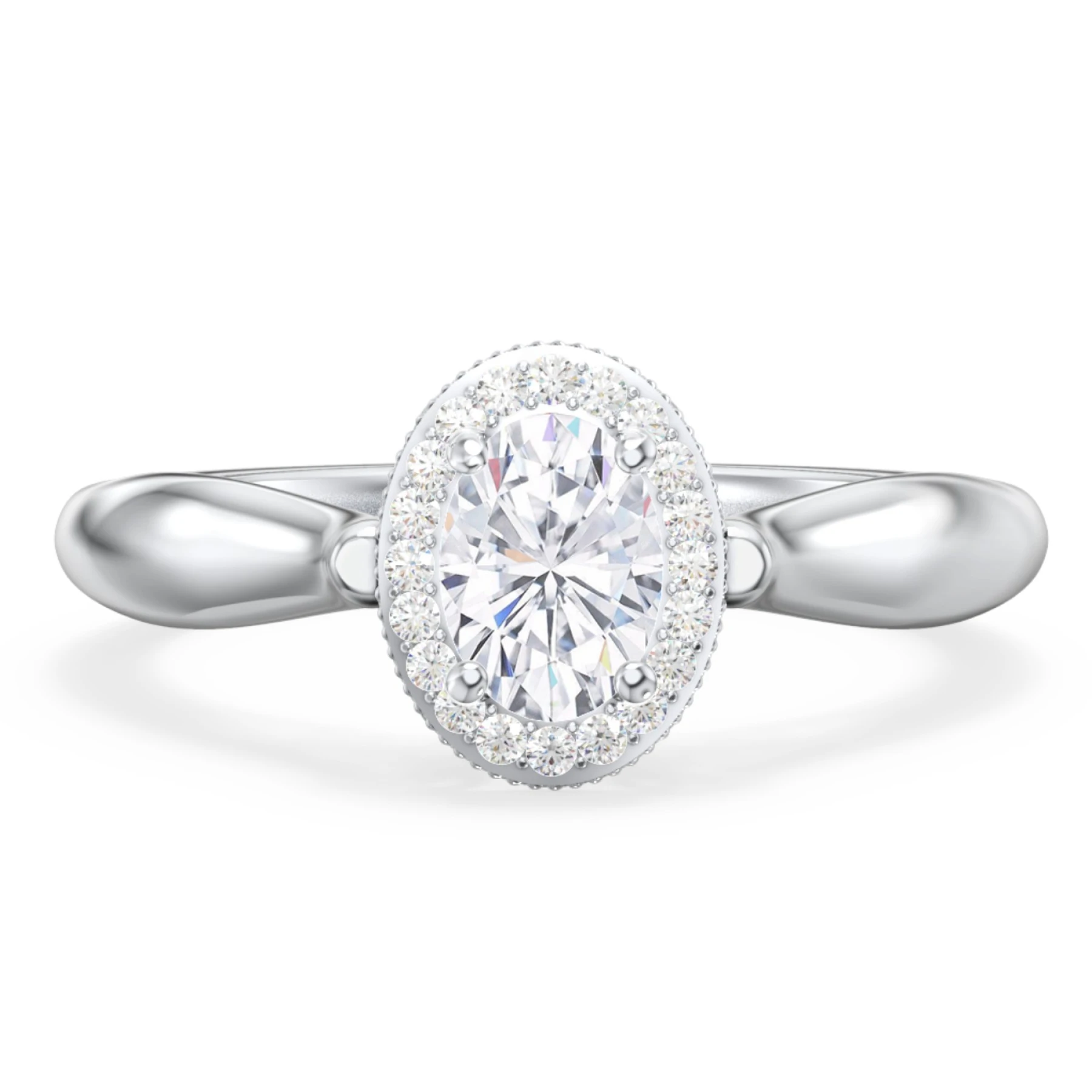 Classic Halo Diamond Engagement Ring and Butterfly and Scroll Details - "The Sophia" - view 1