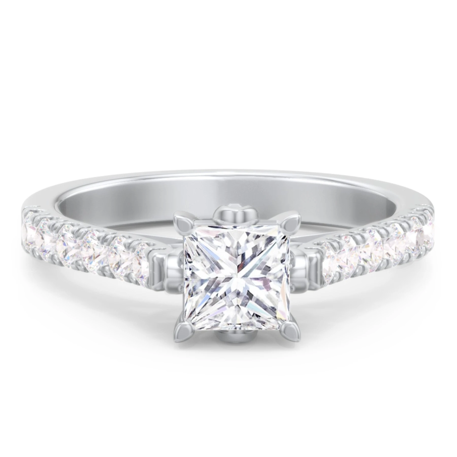 Solitaire Diamond Engagement Ring with Accents and Bow Detail - view 1
