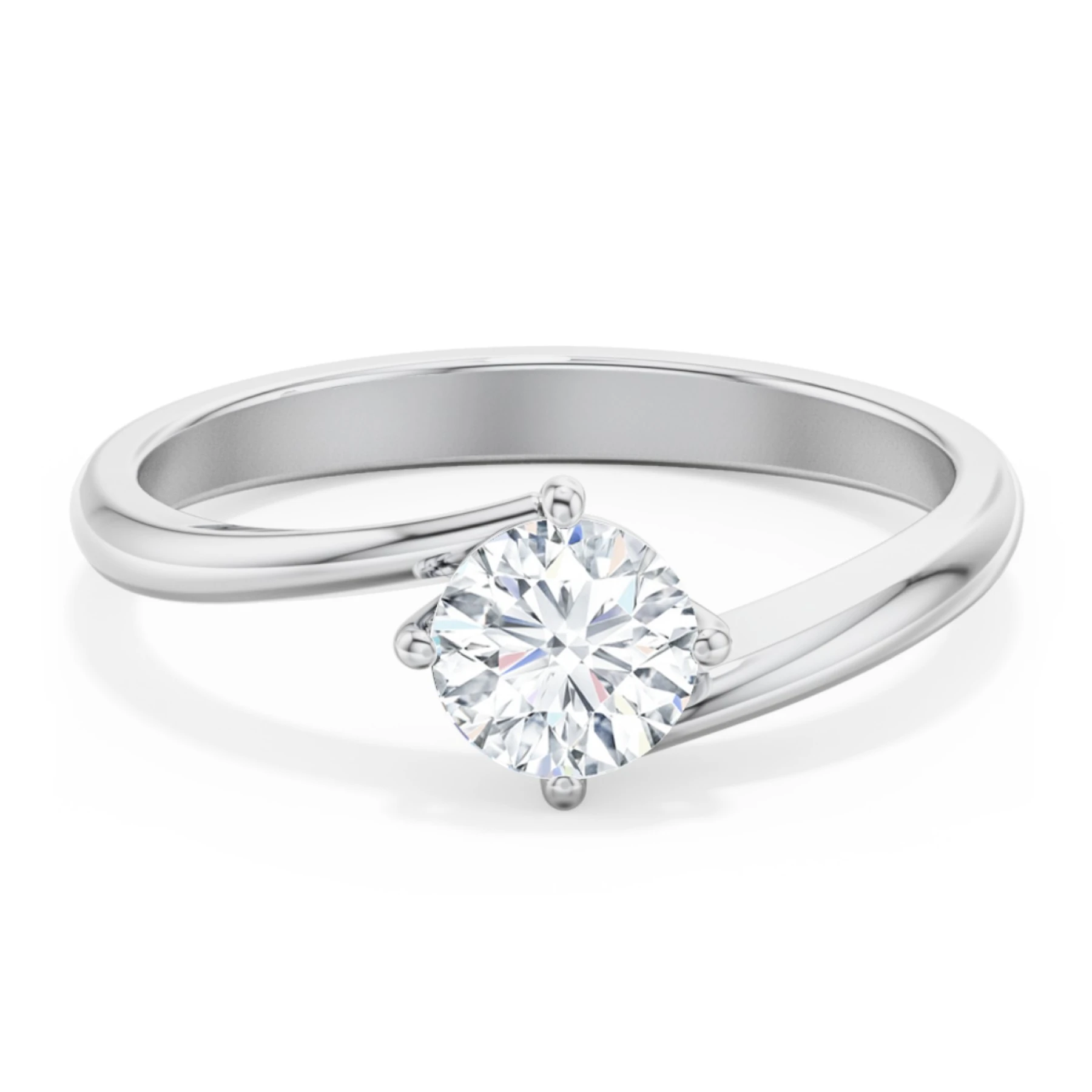 Diamond Solitaire Bypass Engagement Ring - view 1