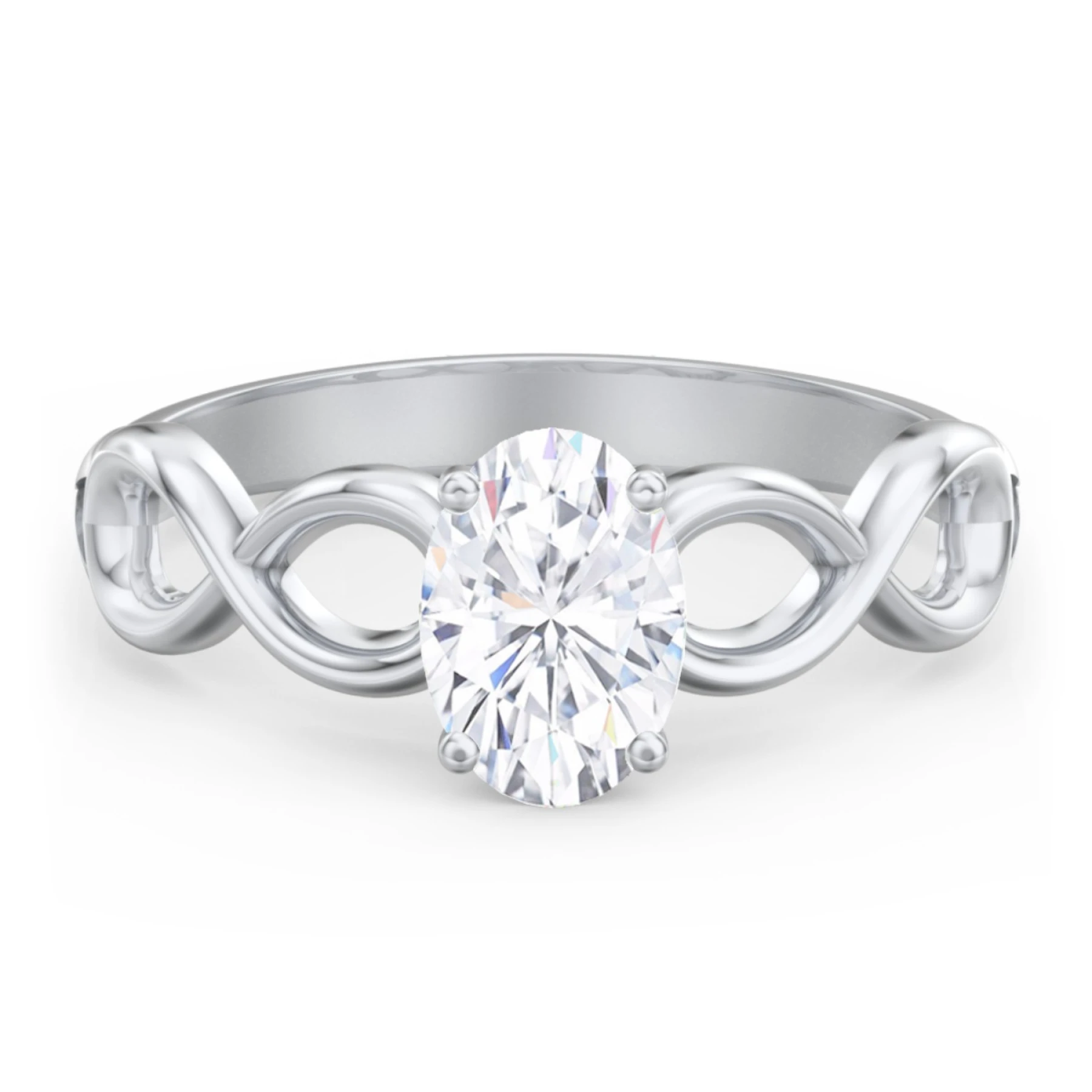 Diamond Solitaire Engagement Ring with Infinity Band - view 1