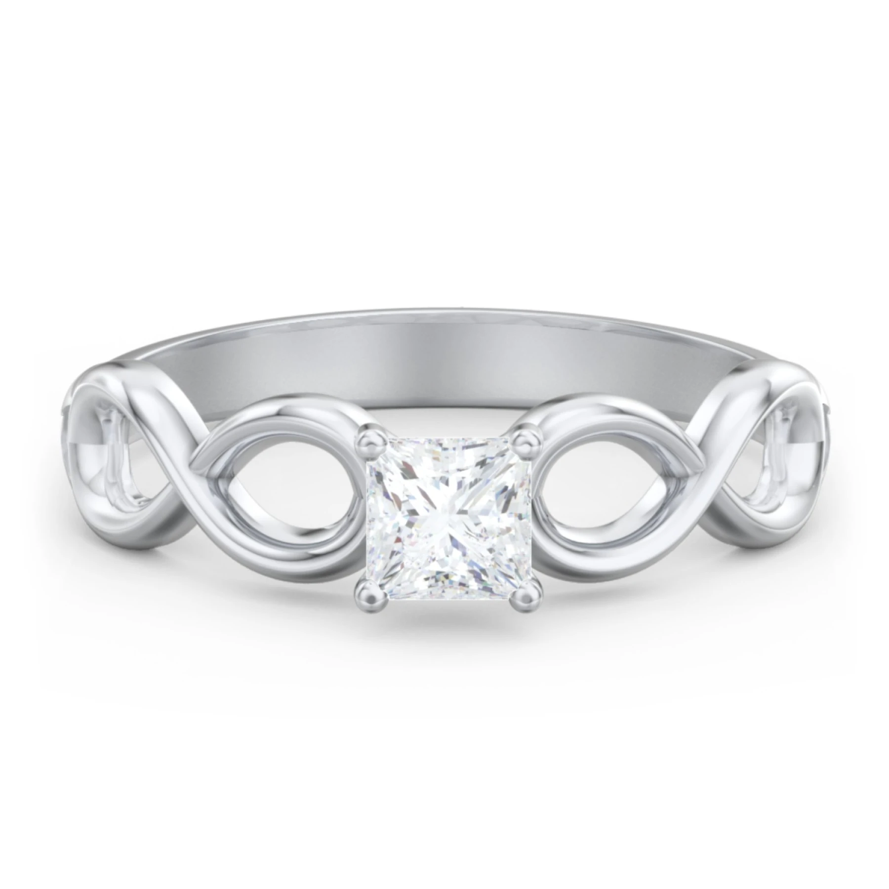 Diamond Solitaire Engagement Ring with Infinity Band - view 1