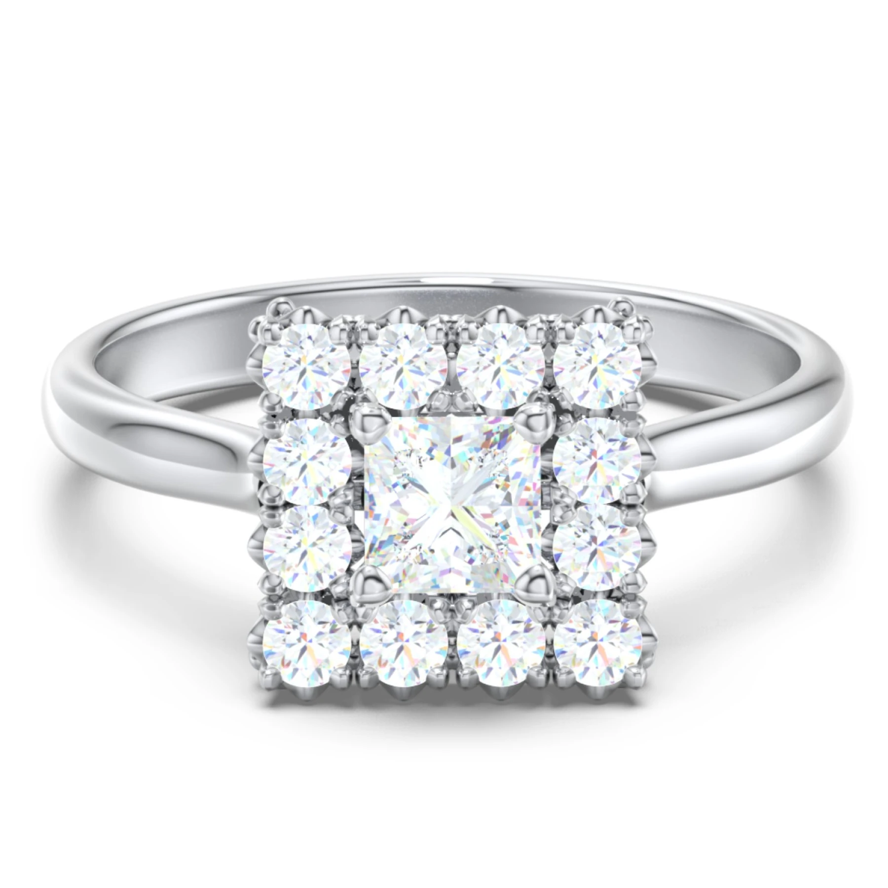 Classic Diamond Halo Engagement Ring - view 1