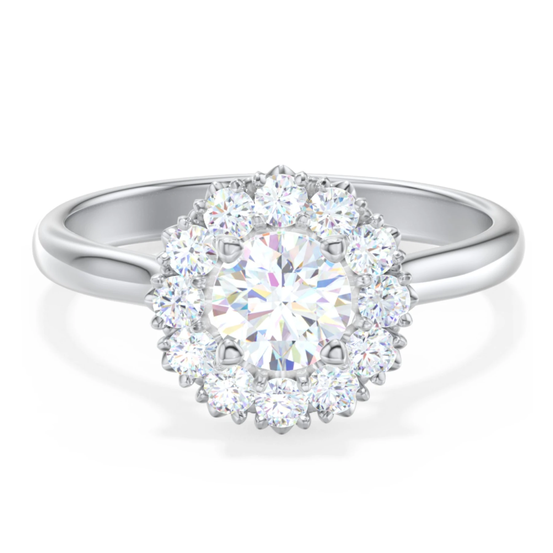 Classic Diamond Halo Engagement Ring - view 1
