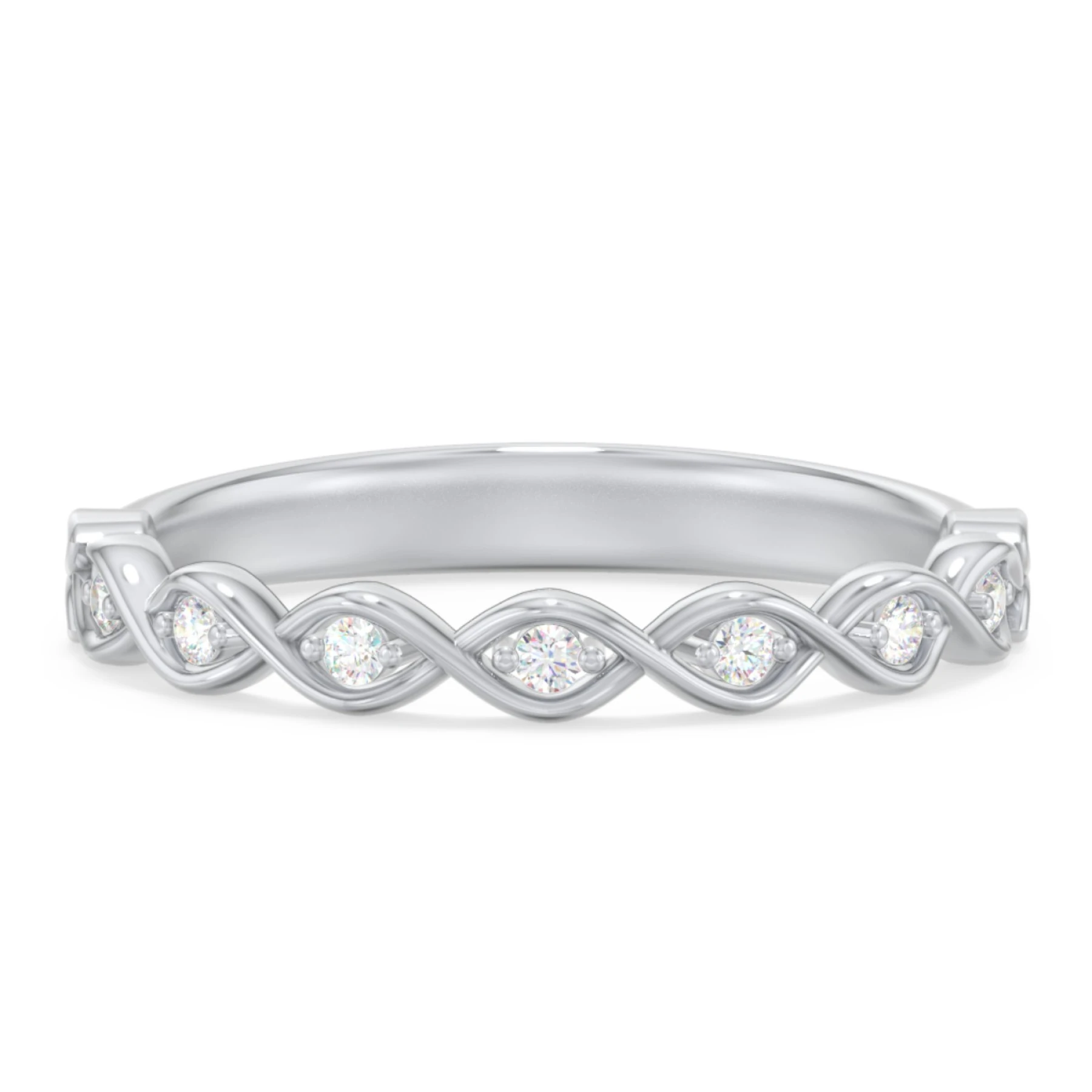Intertwined Infinity Half Eternity Band with Accent Stones - view 1