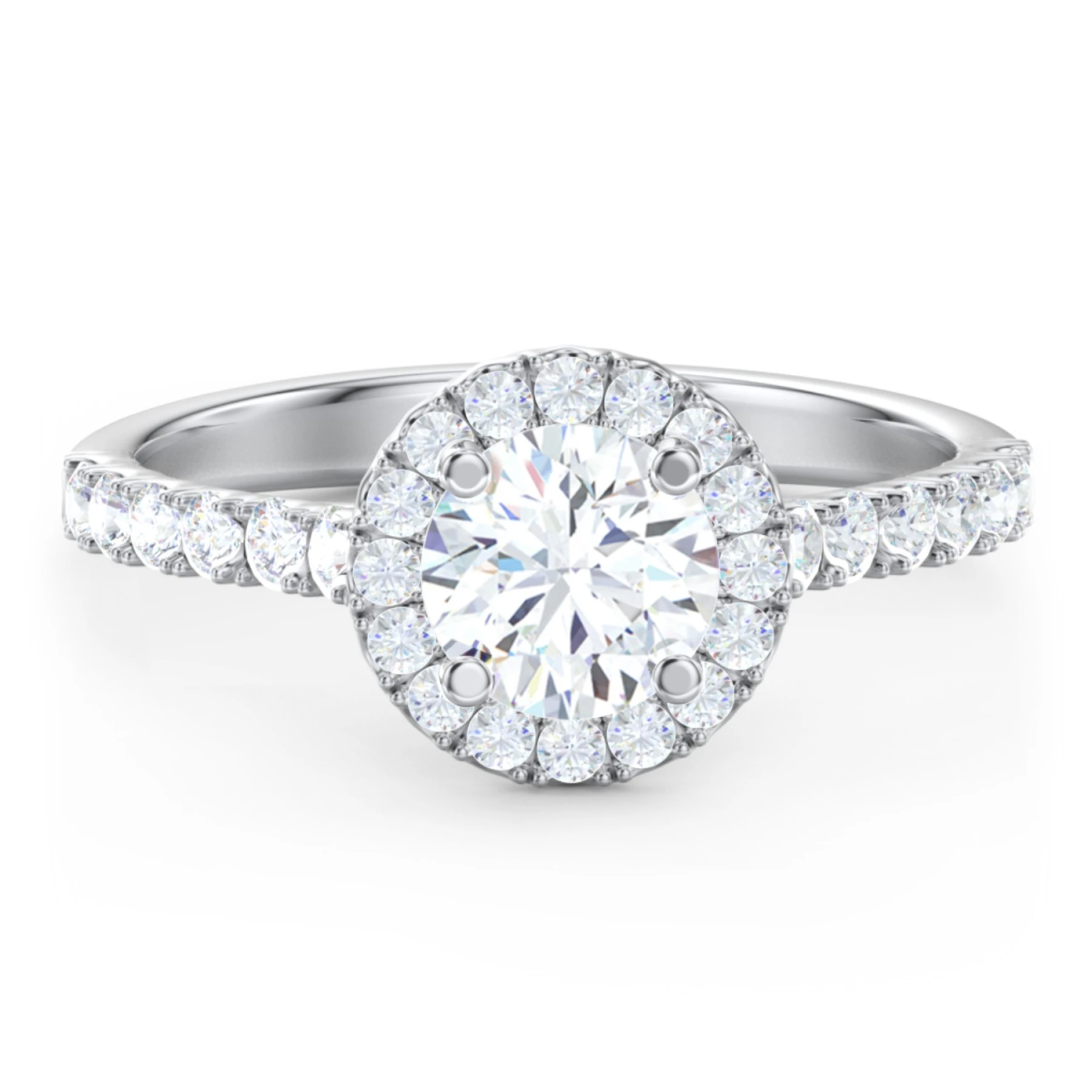 Diamond Halo Engagement Ring Micro-Pavé Accents - view 1