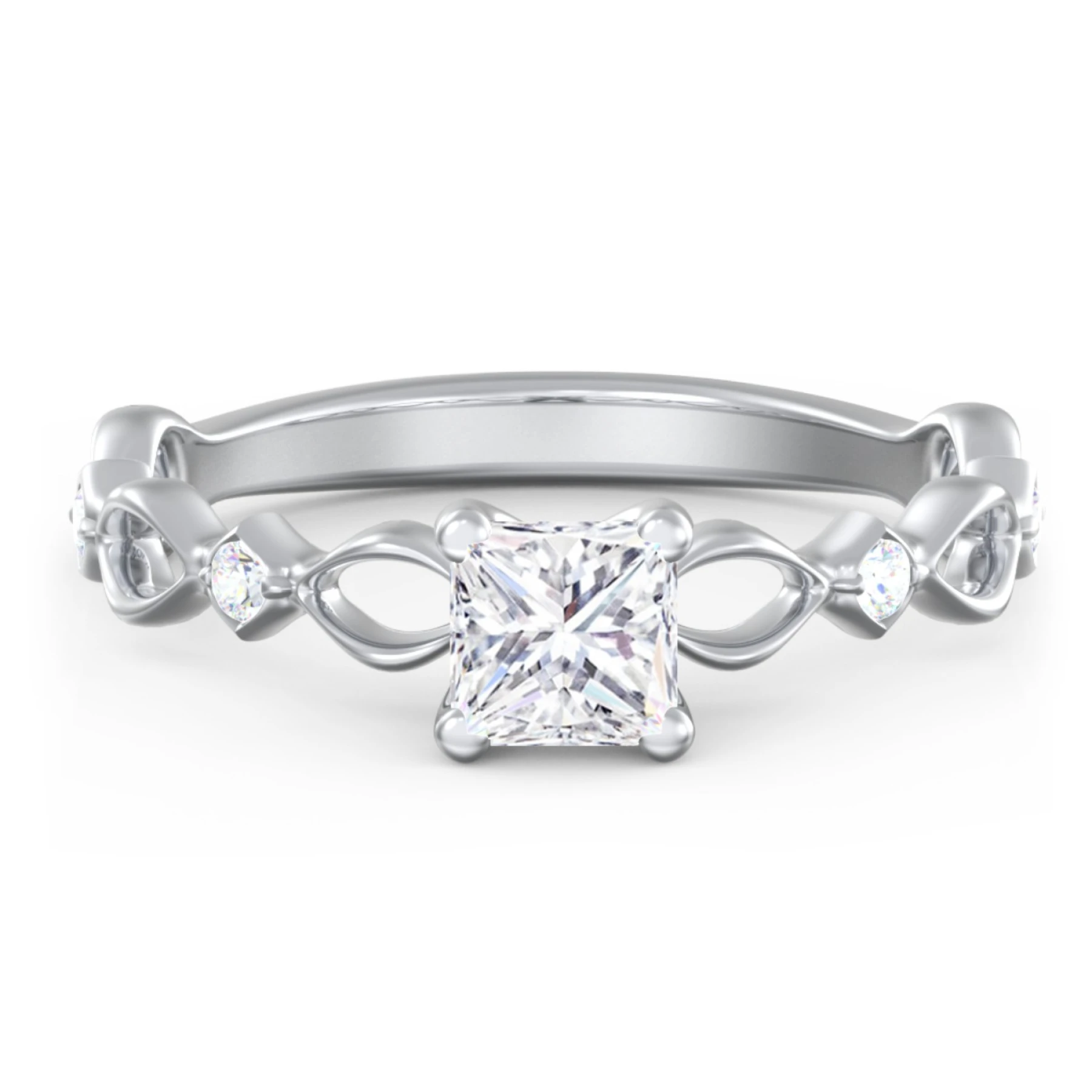 Modern Diamond Twisted Band Ring with Accents - view 1