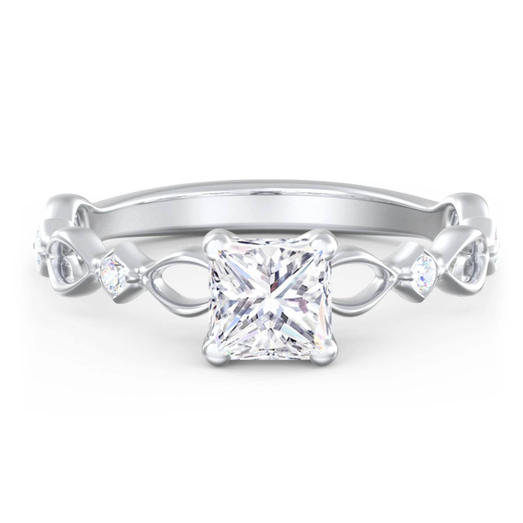 Modern Diamond Twisted Band Ring with Accents - view 1