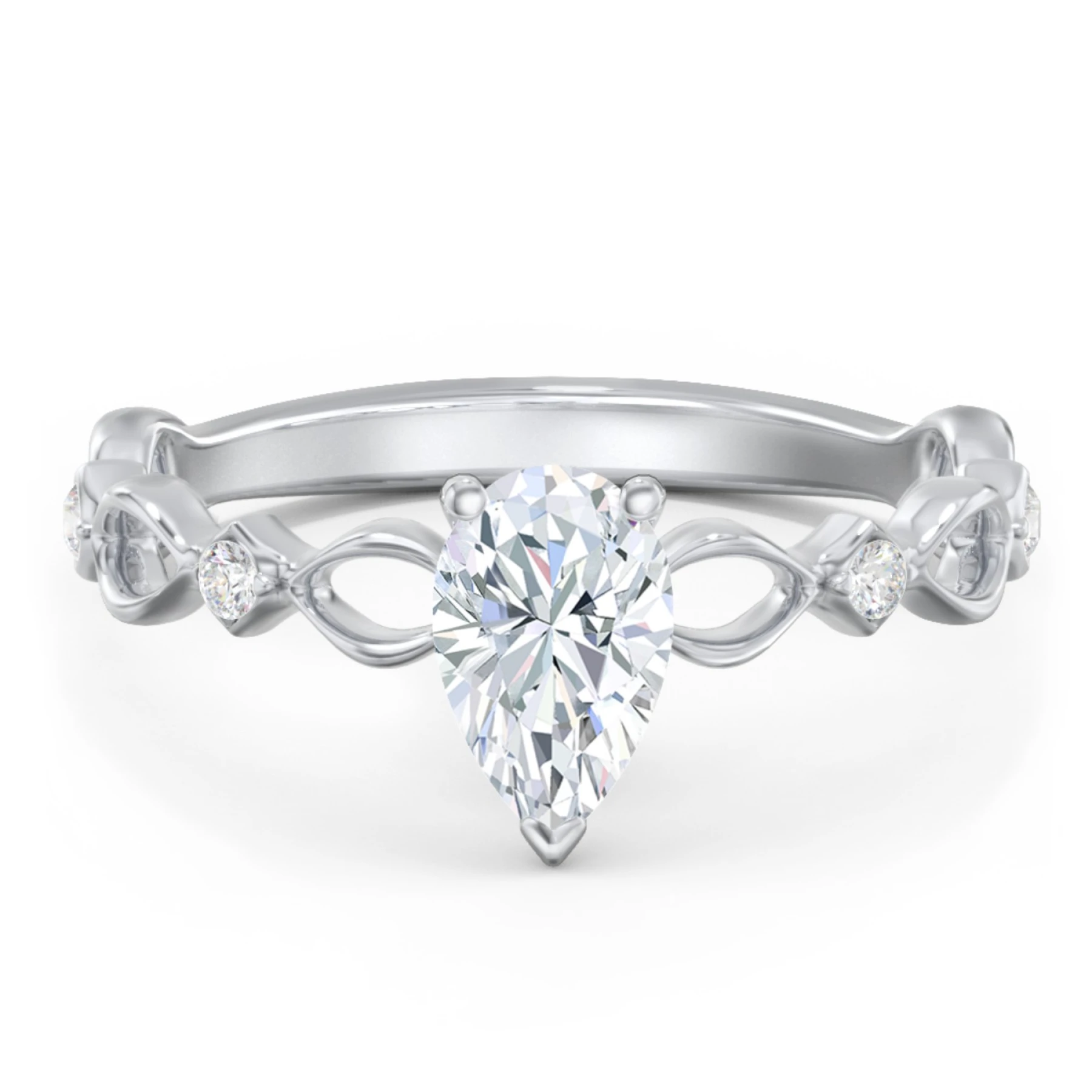 Modern Diamond Twisted Band Ring with Accents - view 1