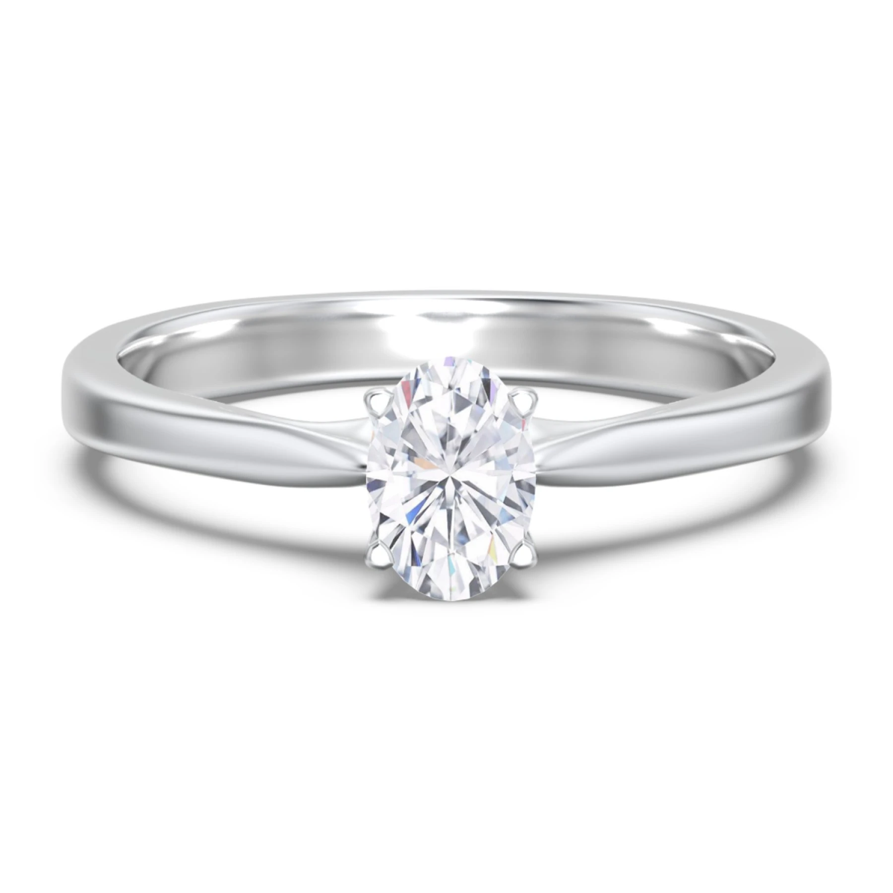Classic Solitaire Engagement Ring with White Gold Setting - view 1