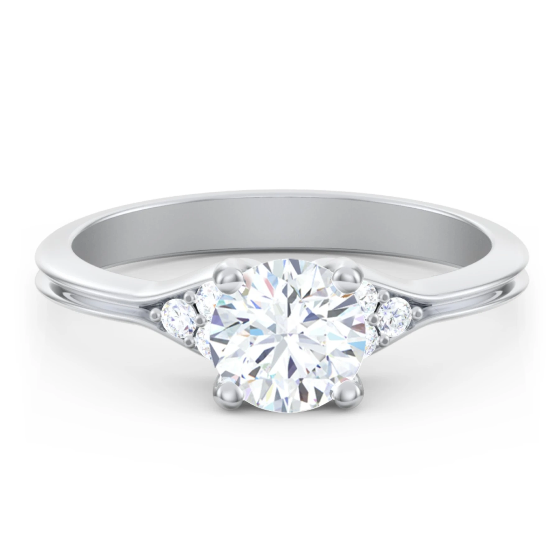 Diamond Engagement Ring with Cluster Side Accents - view 1