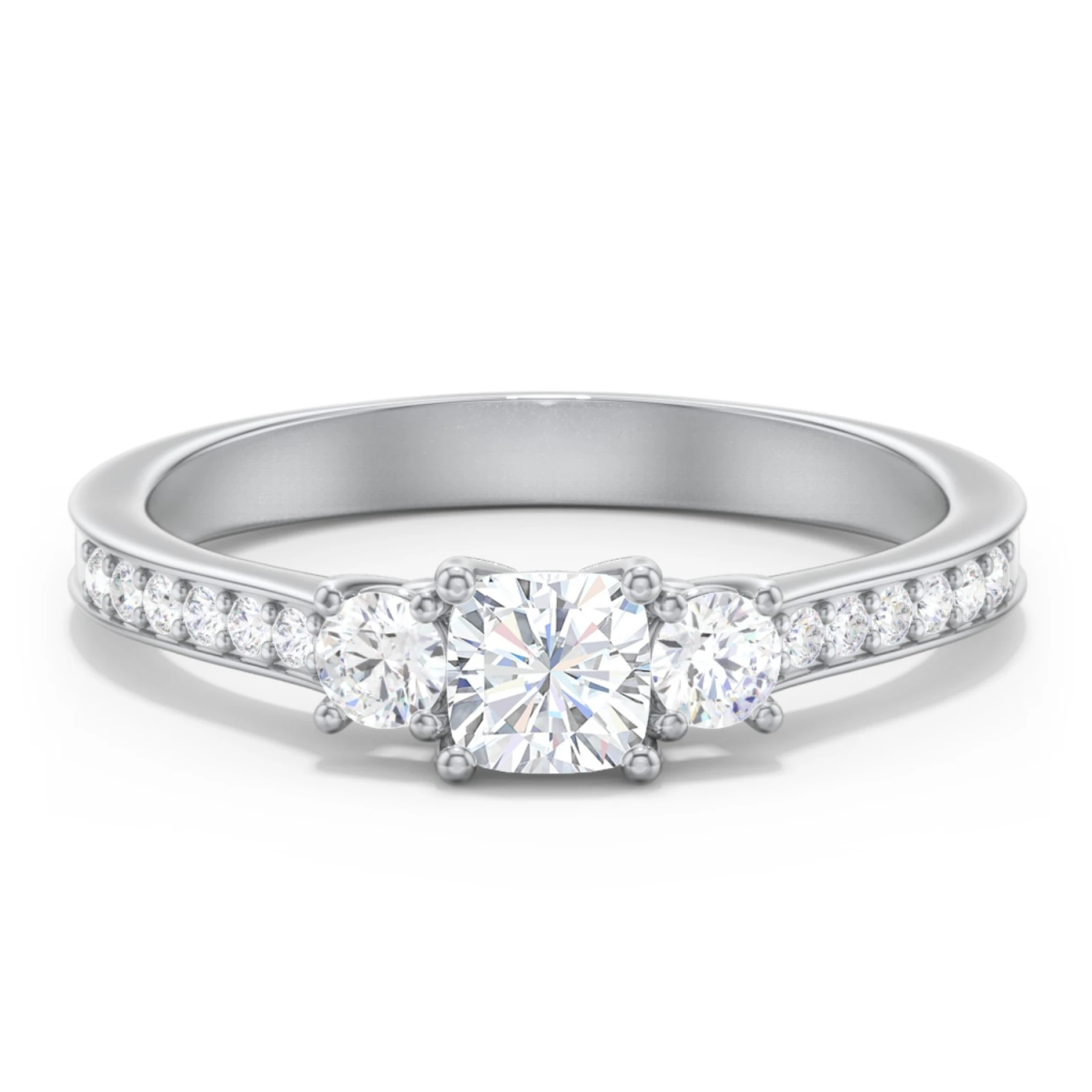 Classic 3-Stone Diamond Engagement Ring with Accents - view 1