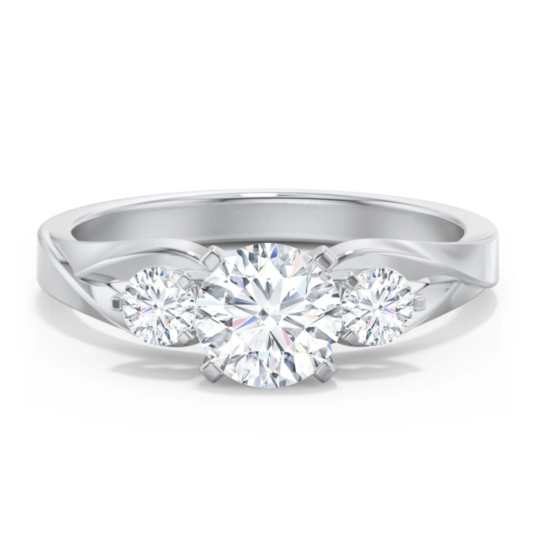 3-Stone Diamond Engagement Ring with Twisted Split Shank - view 1
