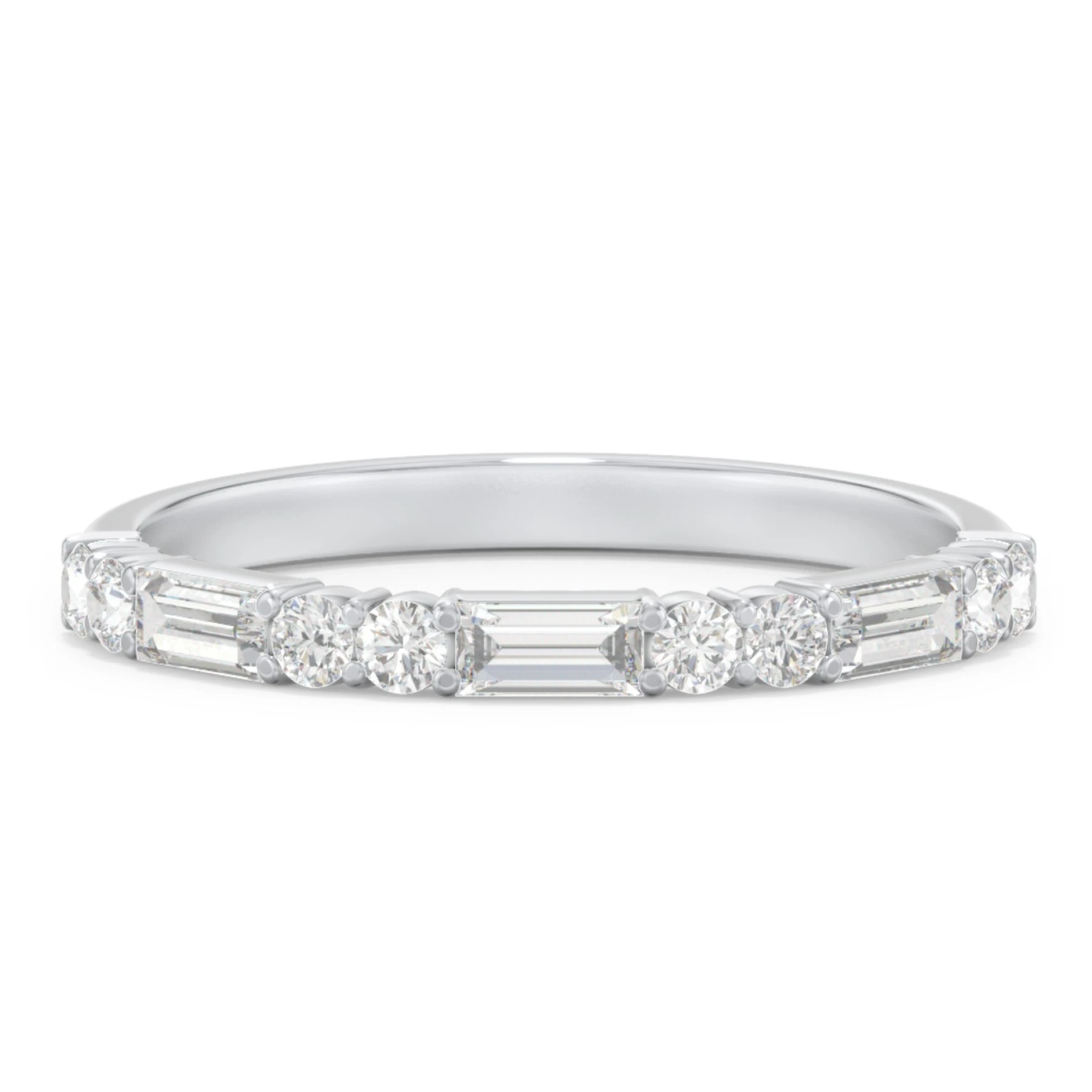 Baguette & Round Stone Half Eternity Wedding Band - 1/2 ct. tw. - view 1