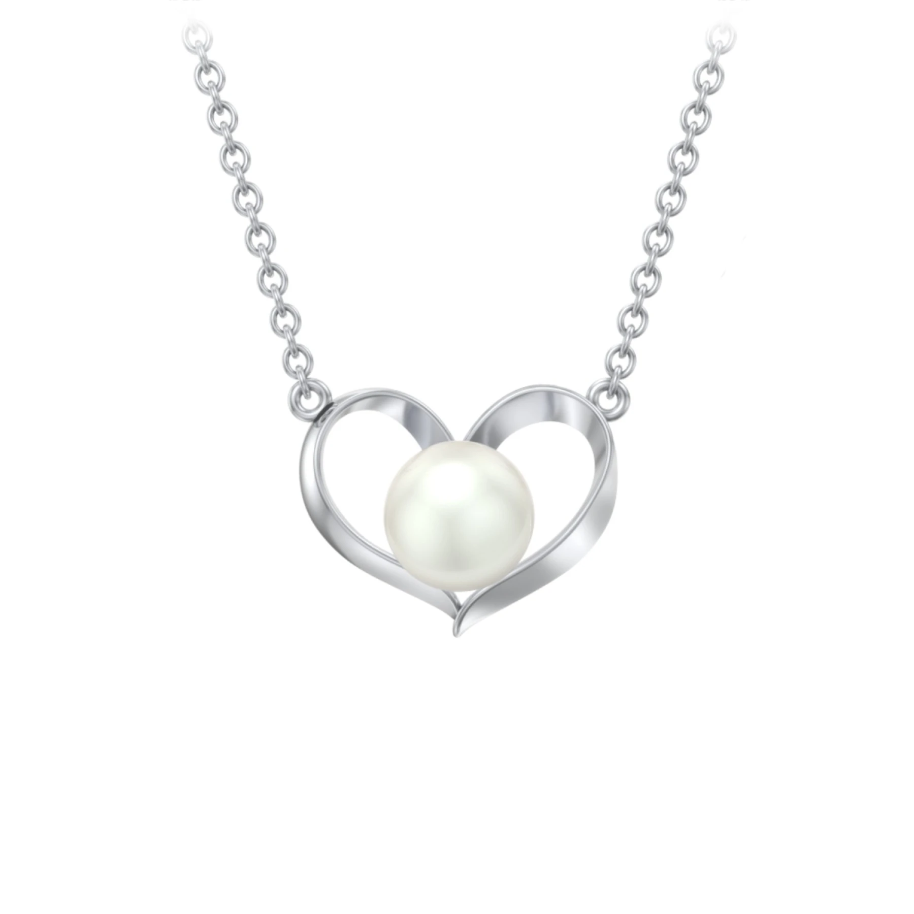 Sterling Silver Heart and Pearl Pendant - view 1