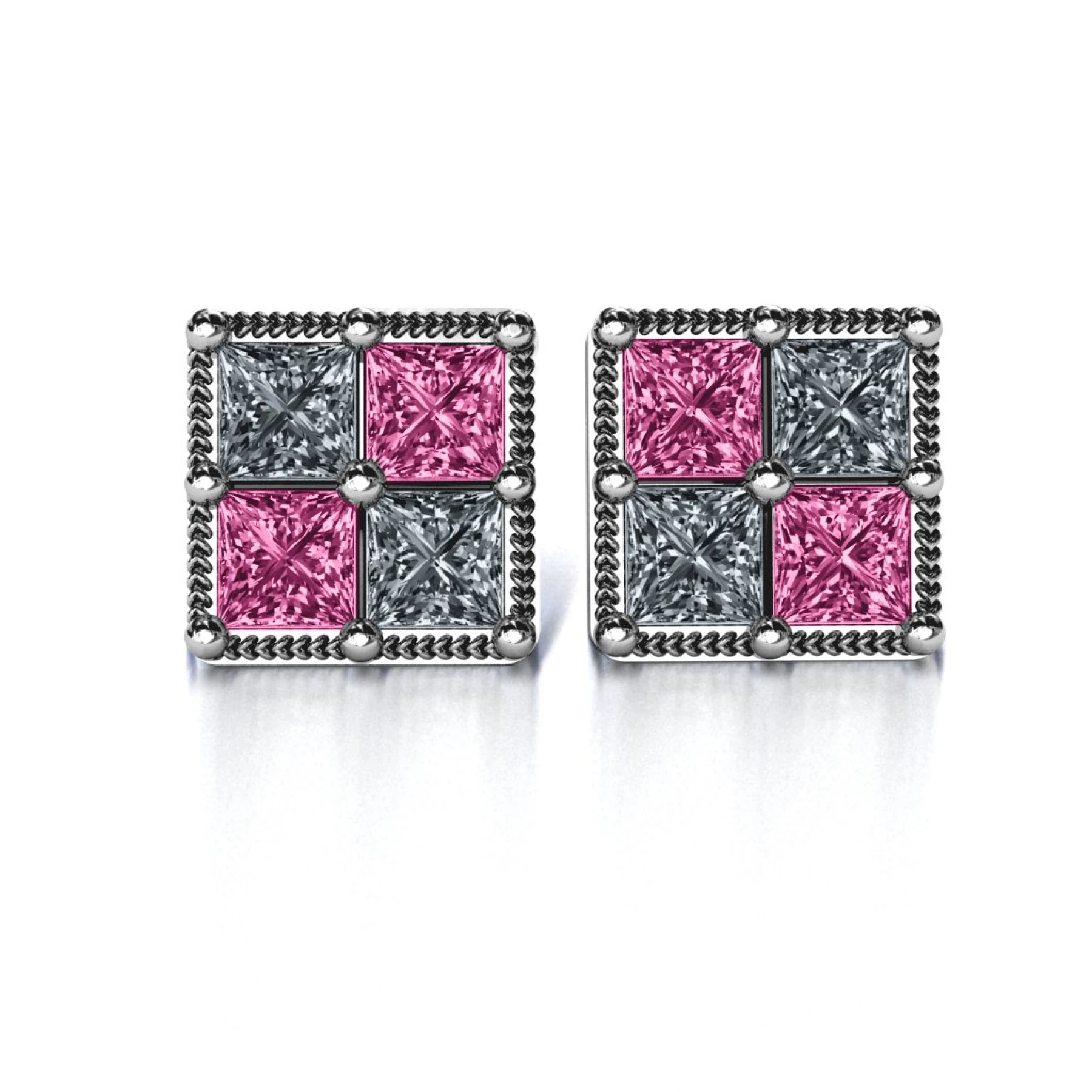 Vintage Princess Cut Stud Earrings