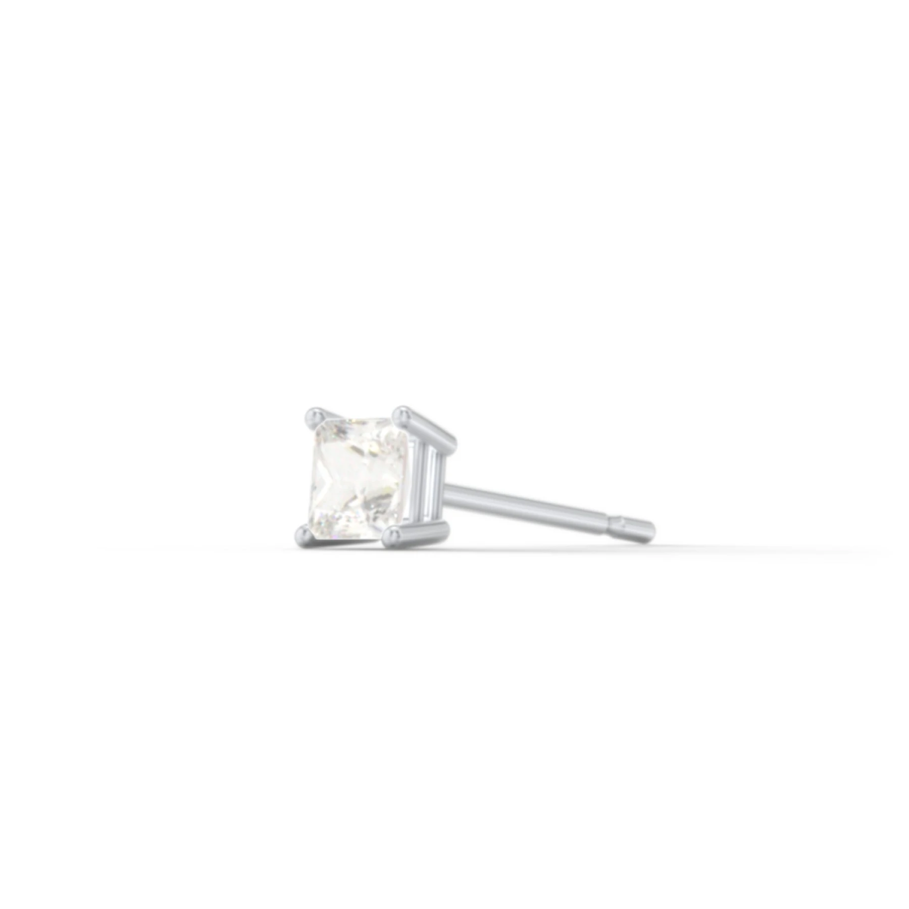 Princess Cut Birthstone Single Stud