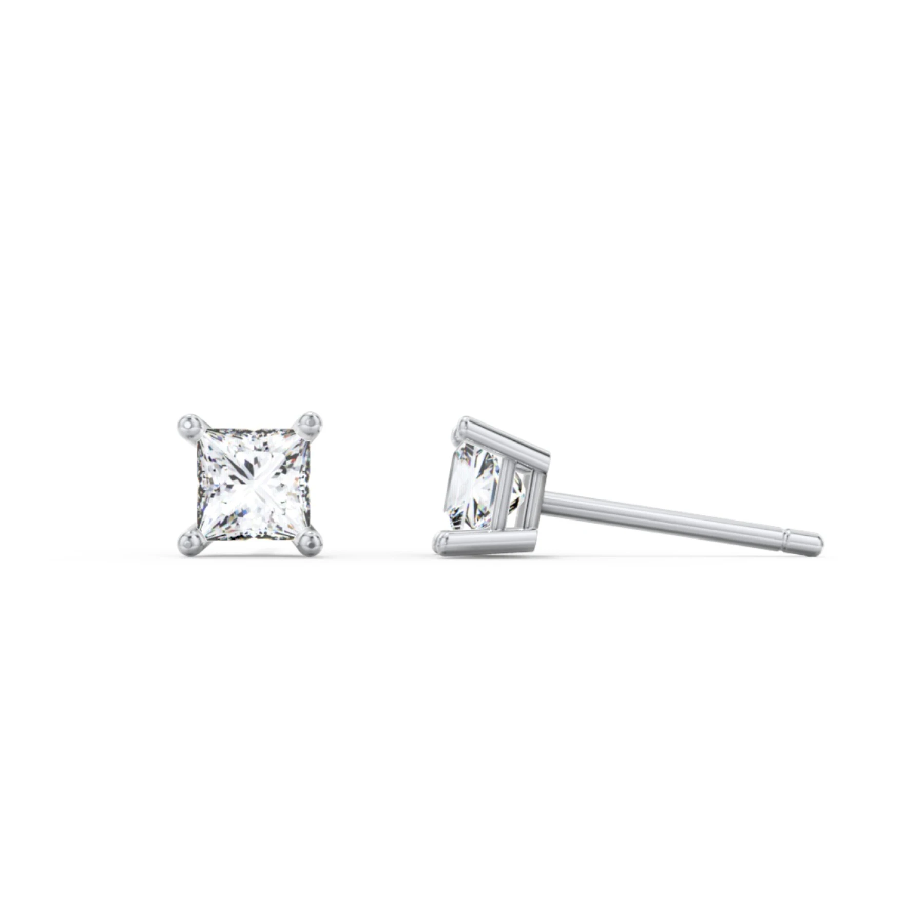 Princess Cut Stud Earrings