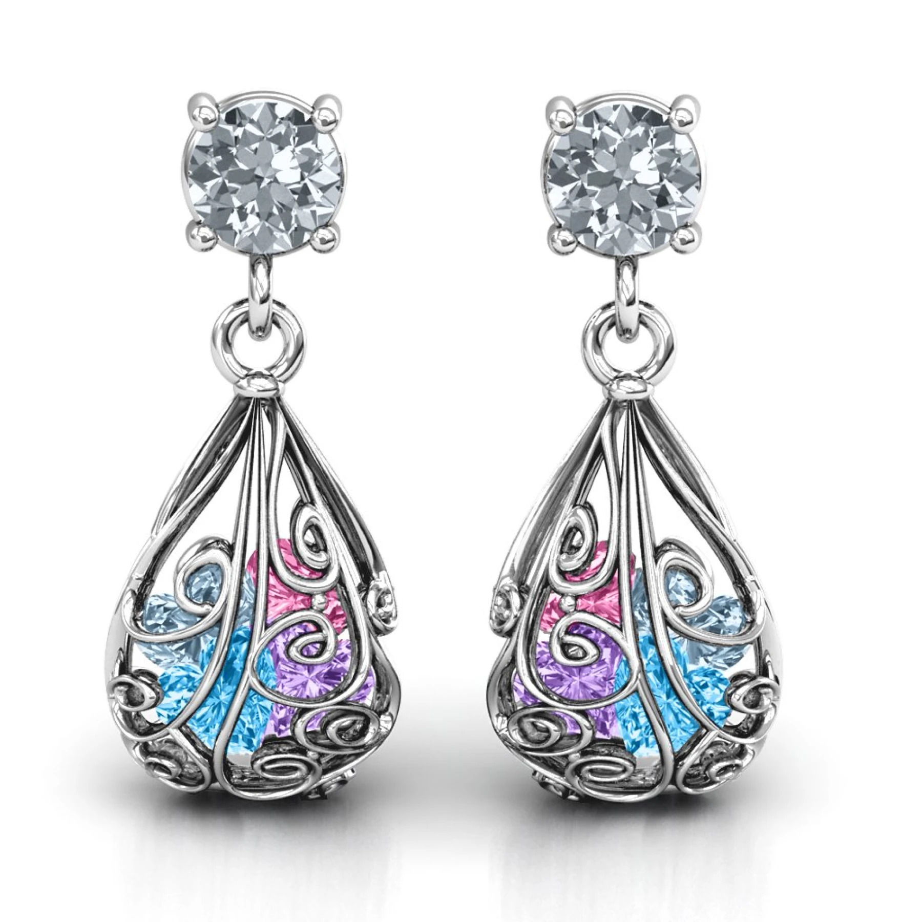 Elegant Drop Caged Earrings
