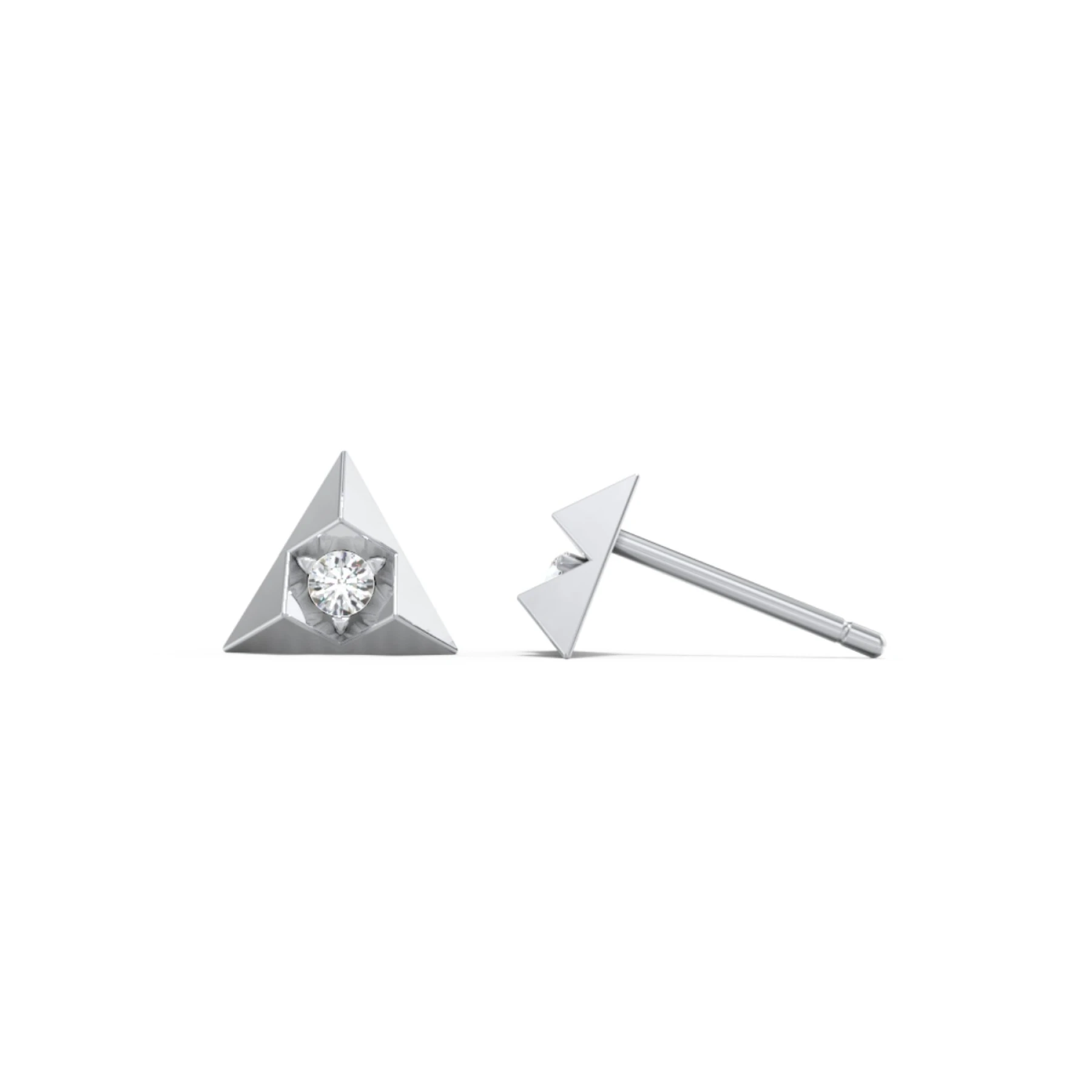 Pyramid Stud Earrings with Gemstones - view 1