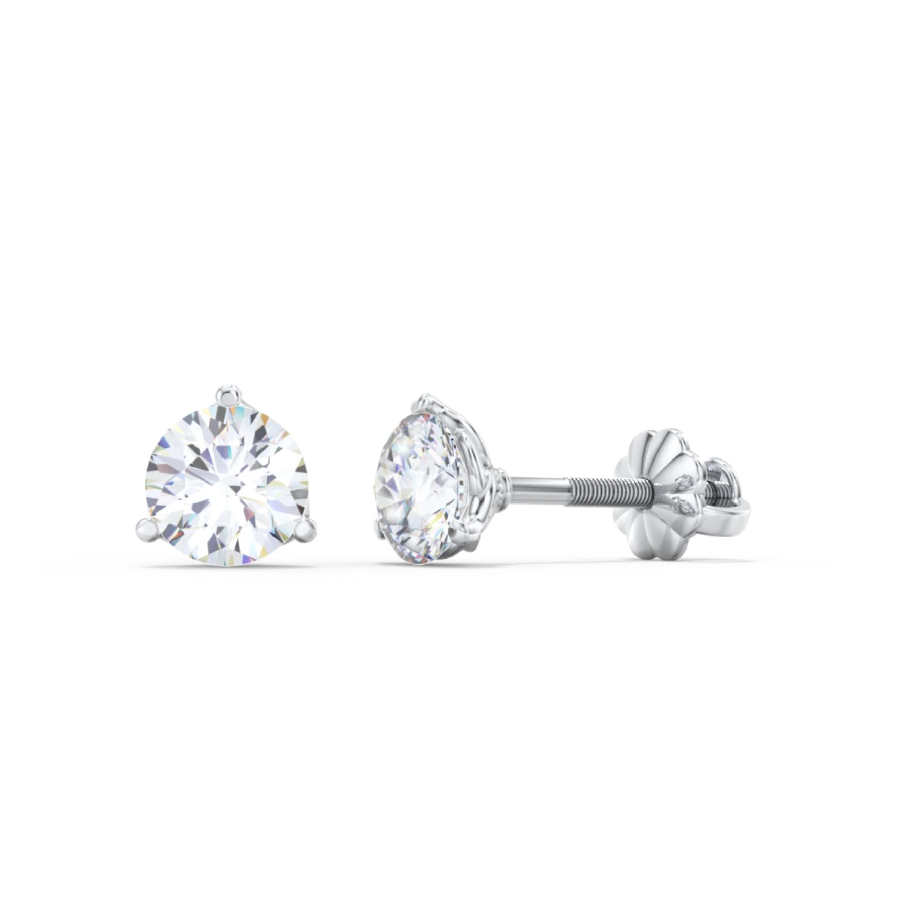3 Prong Filigree Diamond Stud Earrings - 1.0 ct. tw. - view 1