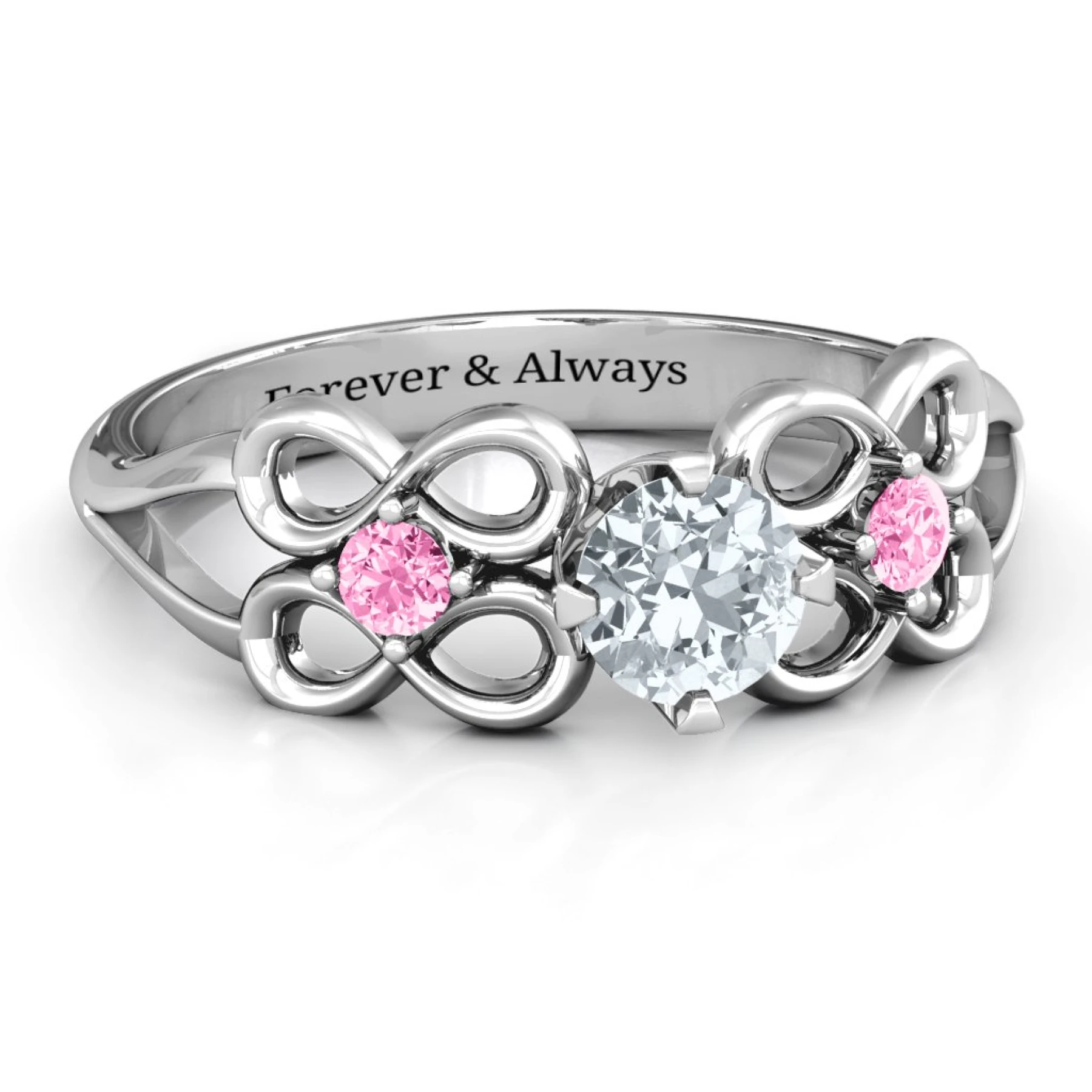 Quad Infinity Ring with Center stone and Dual Accent Ring - view 1