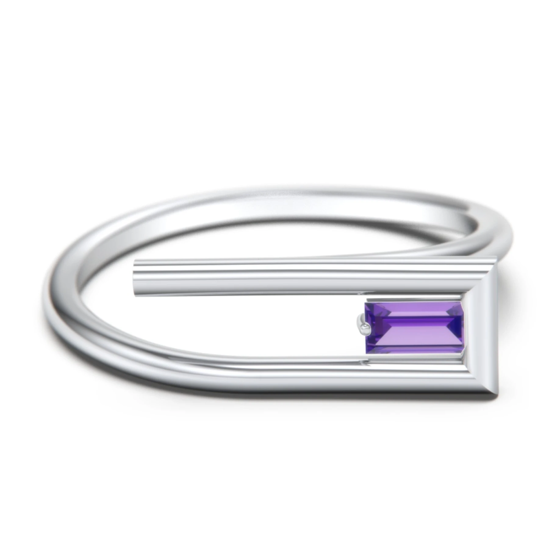 Geometric Wire Ring with East-West Baguette Gemstone - view 1
