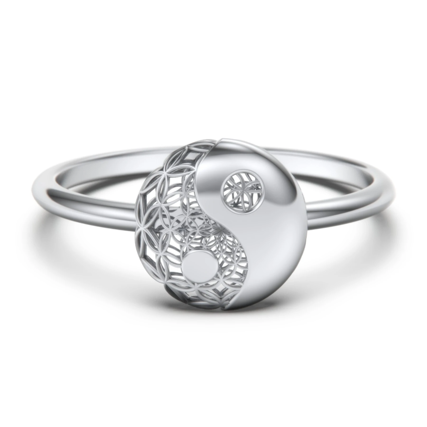 Yin-Yang Ring with Filigree Detailing - view 1
