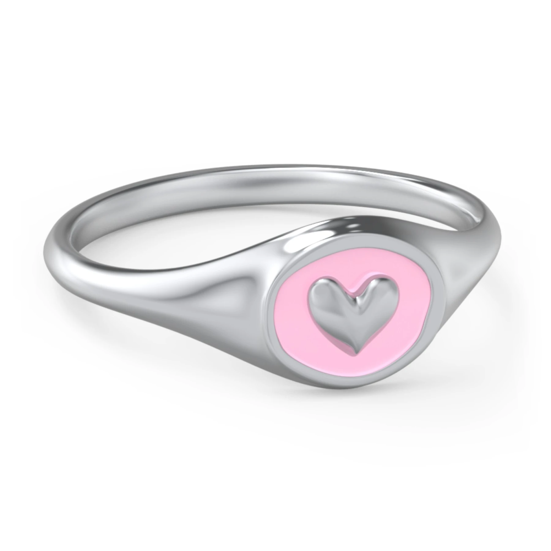 Women's Heart Signet Ring with Cold Enamel - view 1