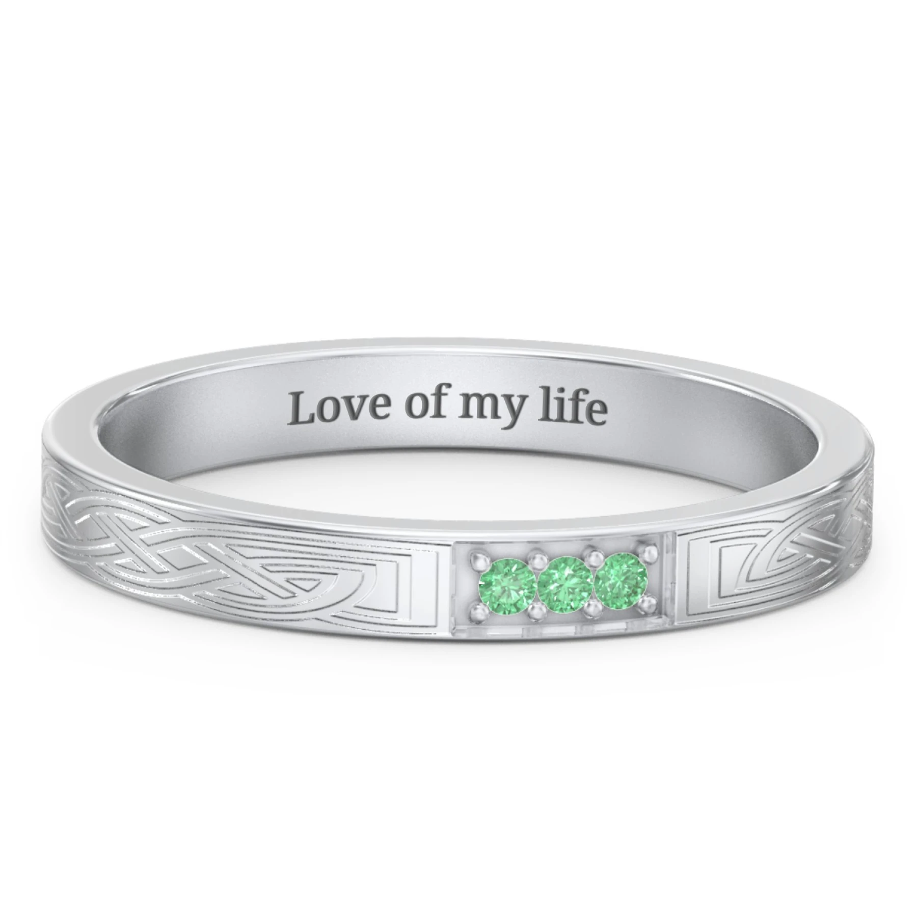 Celtic Trinity Knot Wedding Band with Accents - view 1