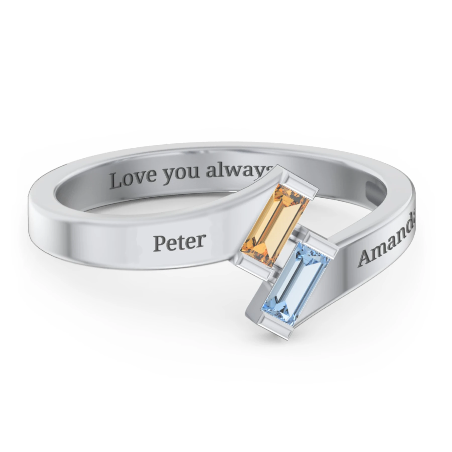 Engravable Slanted Baguette Ring - view 1