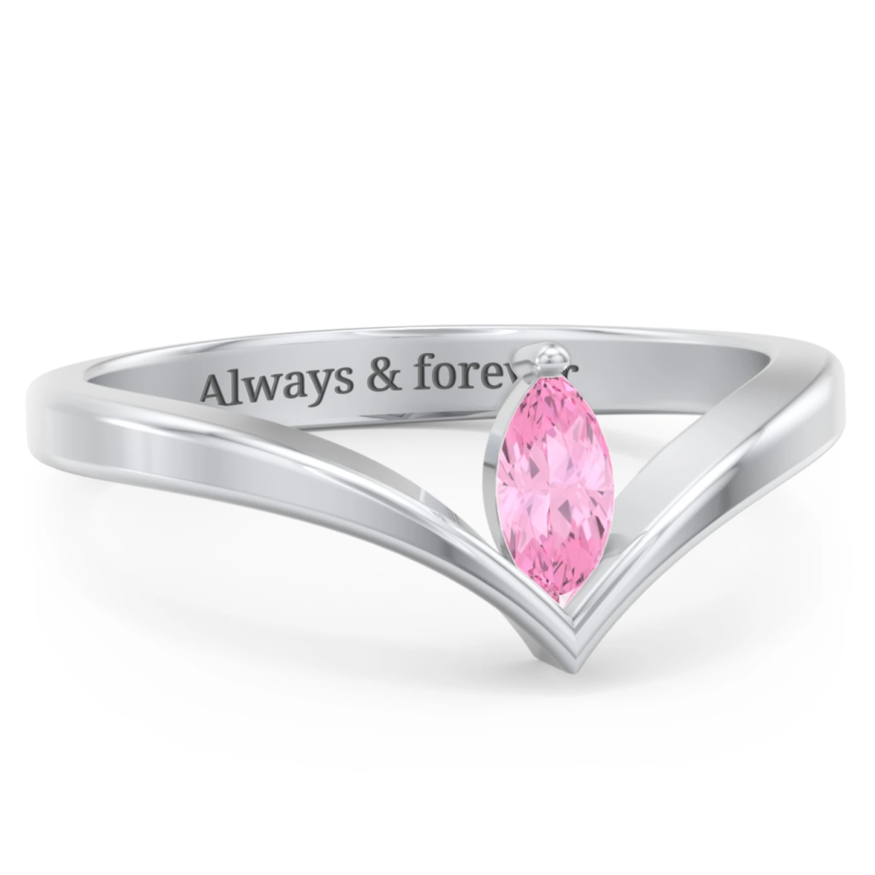 Marquise Birthstone V-Shape Ring - view 1
