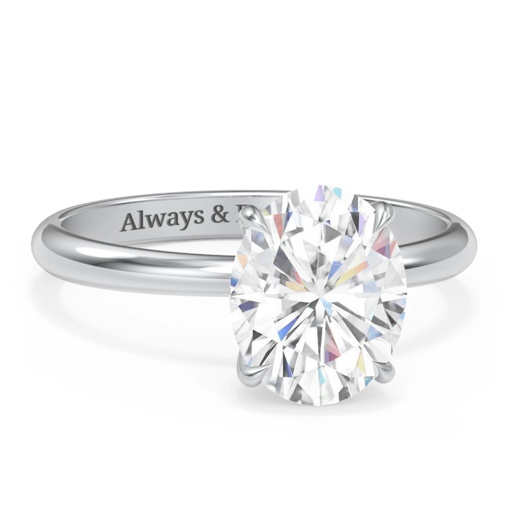 3 ct. (10x8mm) Oval Solitaire Moissanite Engagement Ring - view 1
