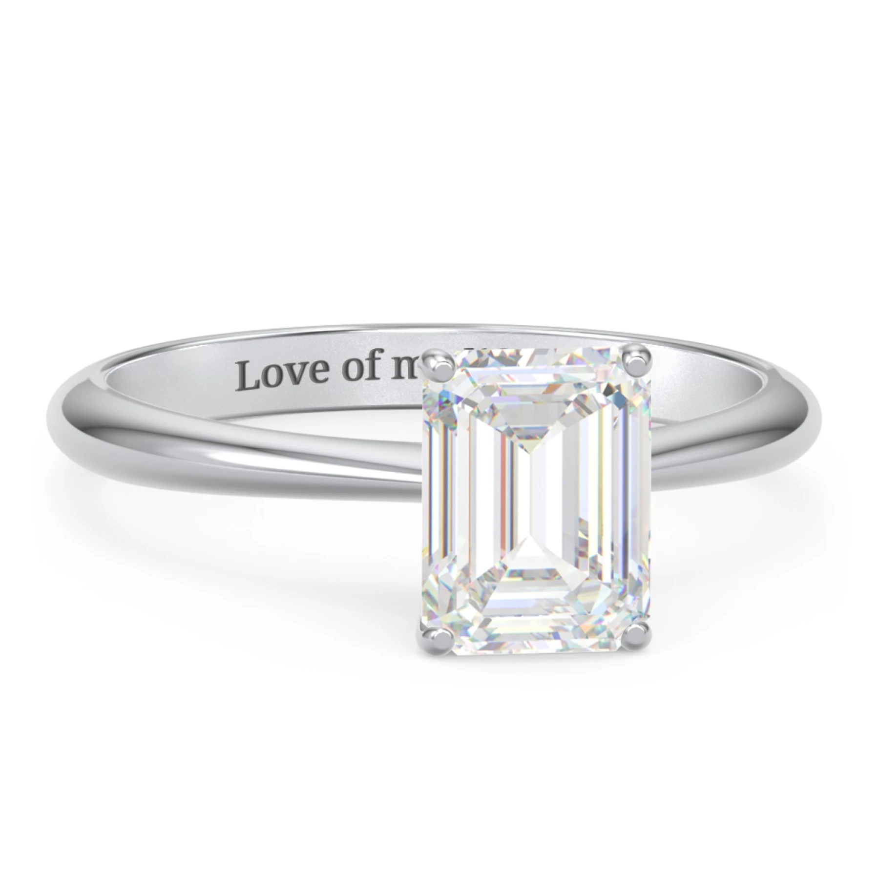 2 ct. (8x6mm) Emerald-Cut Moissanite Engagement Ring with Tapered Knife Edge - view 1