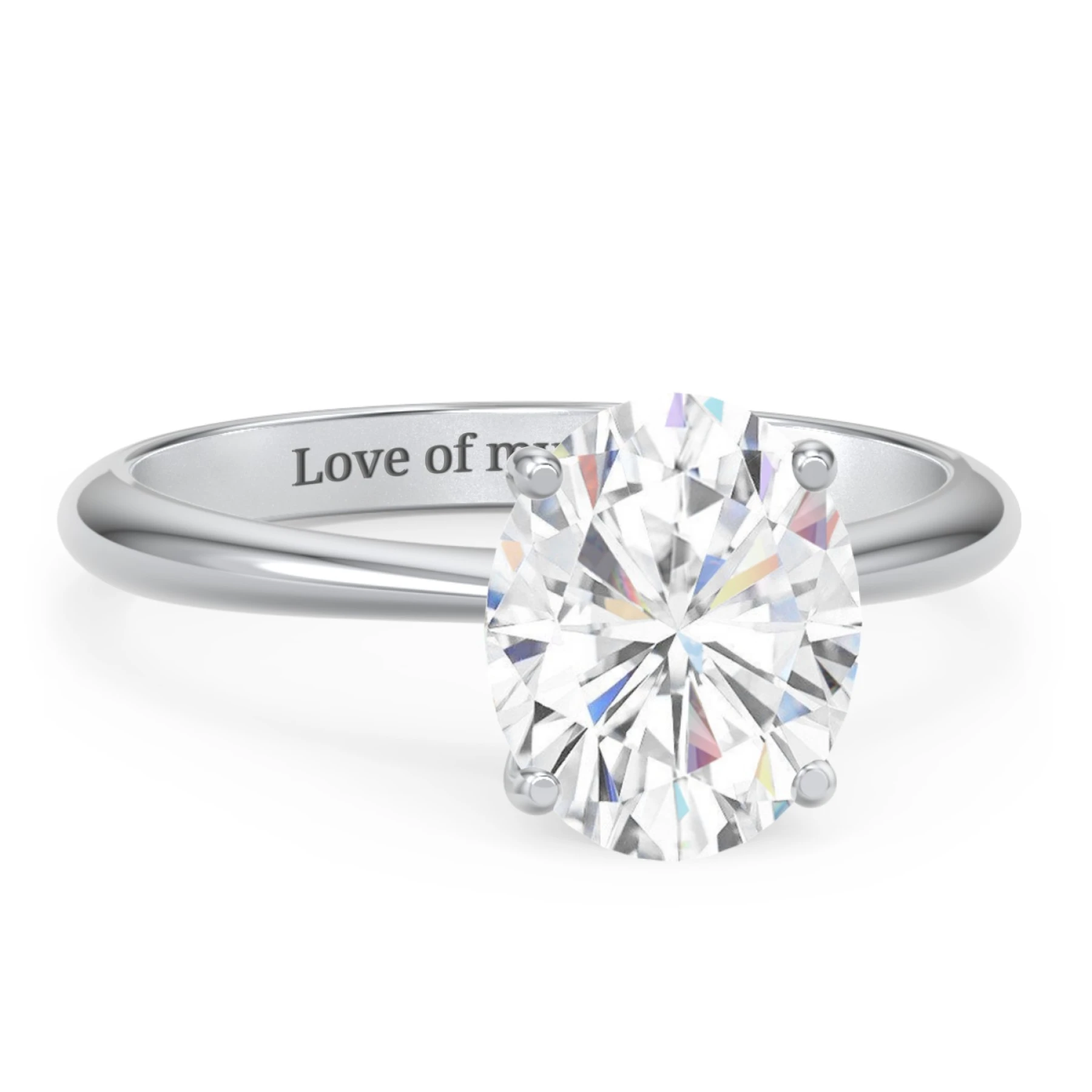 3 ct. (10x8mm) Oval Moissanite Engagement Ring with Tapered Knife Edge - view 1