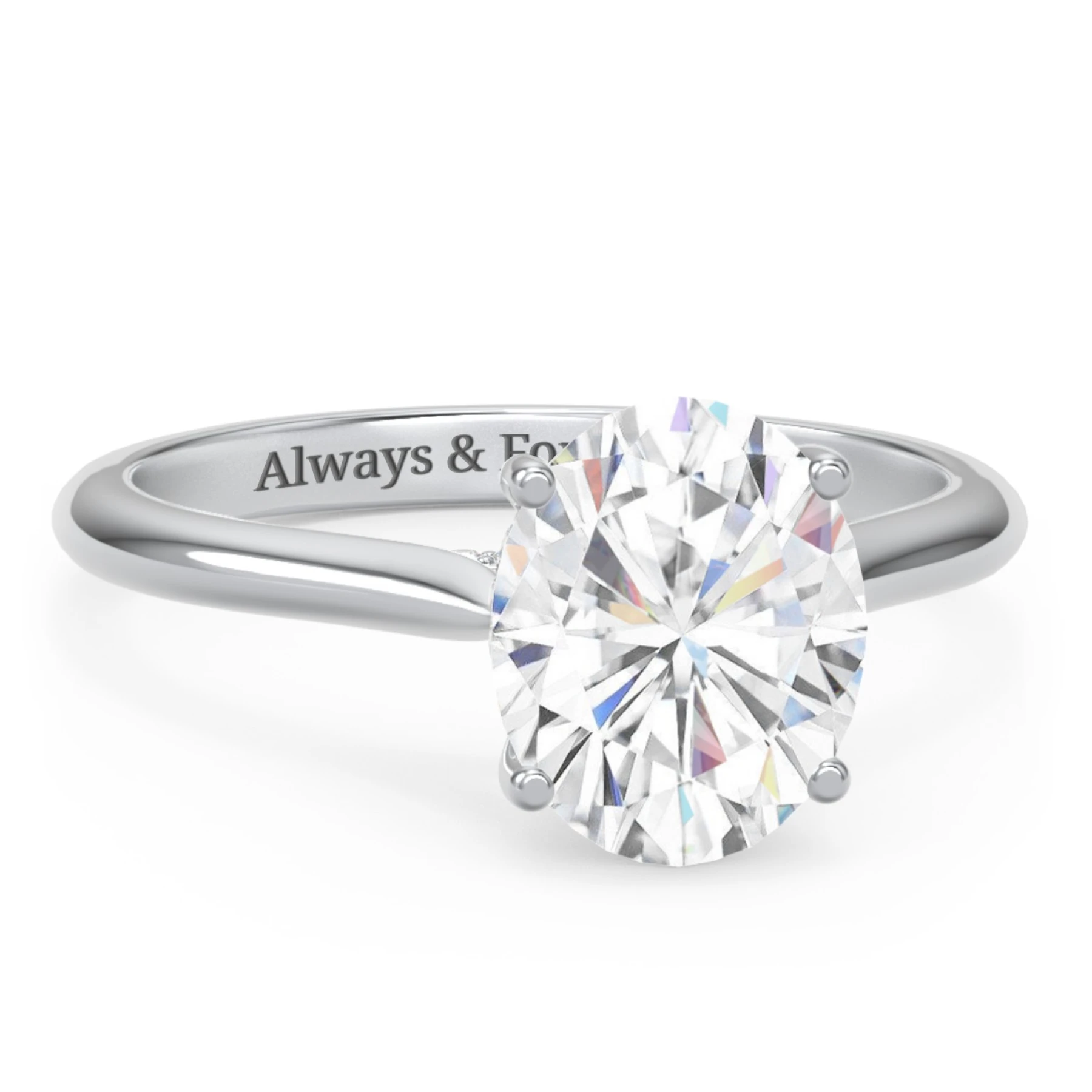 3 ct. (10x8mm) Oval Moissanite Engagement Ring with Hidden Halo and Accents - view 1