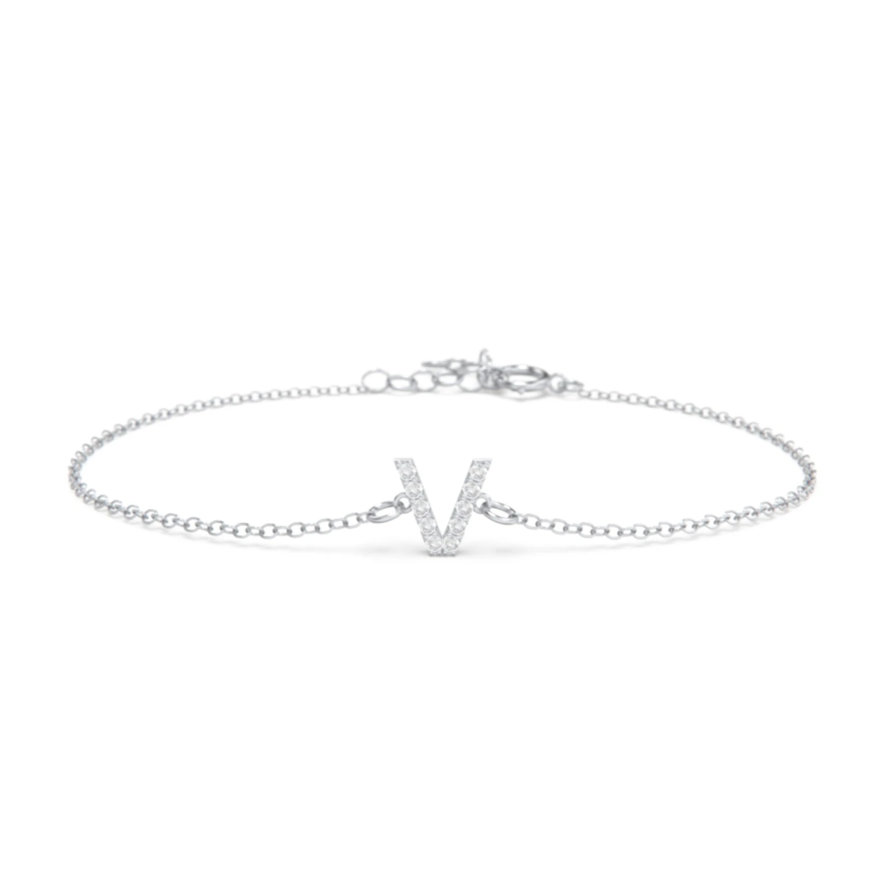 Pavé Initial Bracelet - V - view 1