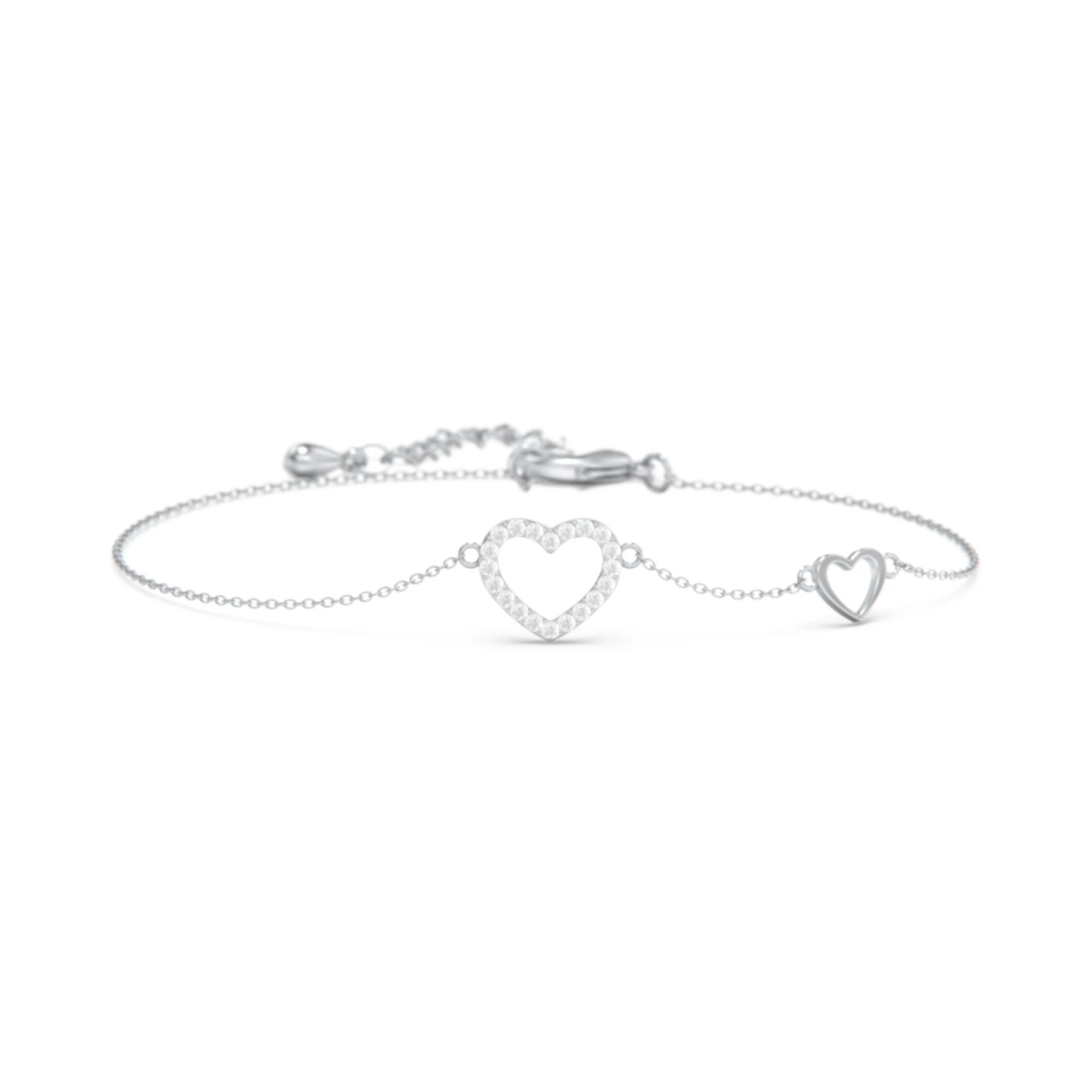 Pave Double Heart Charm Bracelet - view 1
