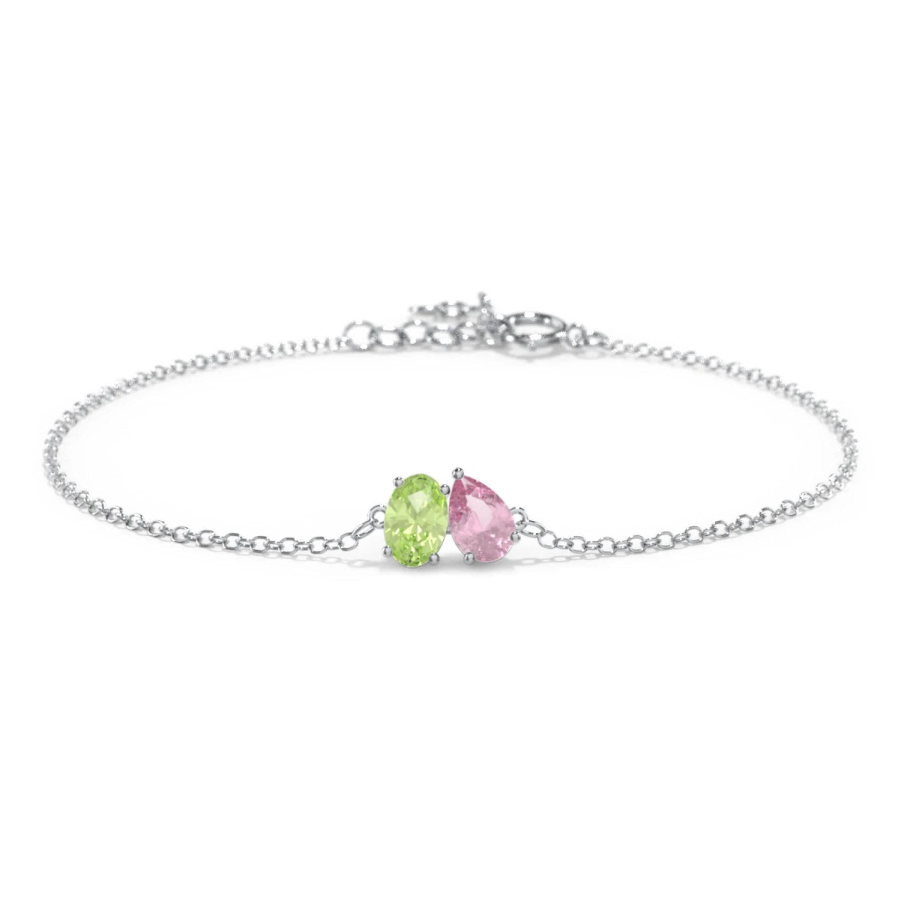 Toi et Moi Oval and Pear Gemstone Bracelet - view 1
