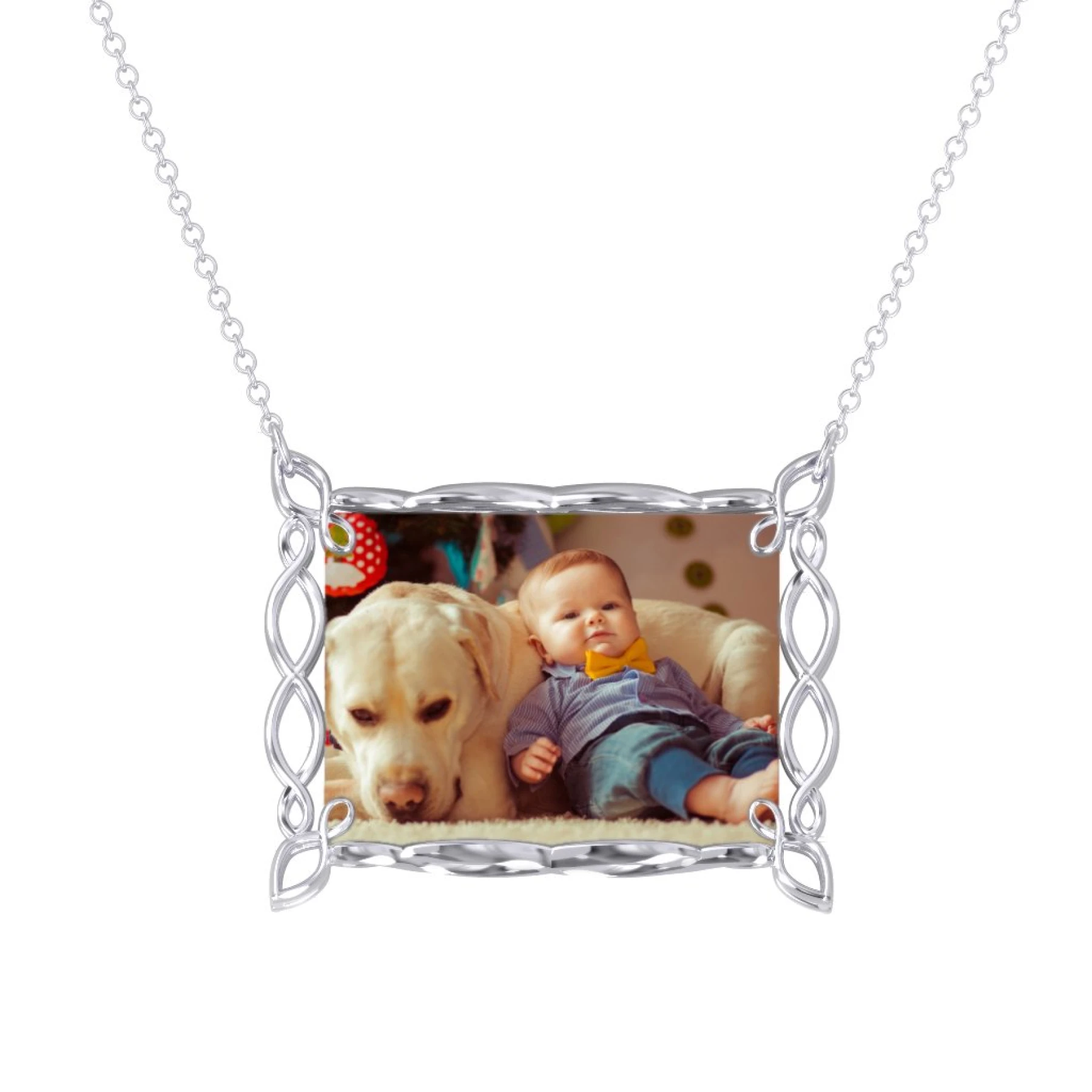Rectangular Infinity Photo Frame Necklace - view 1