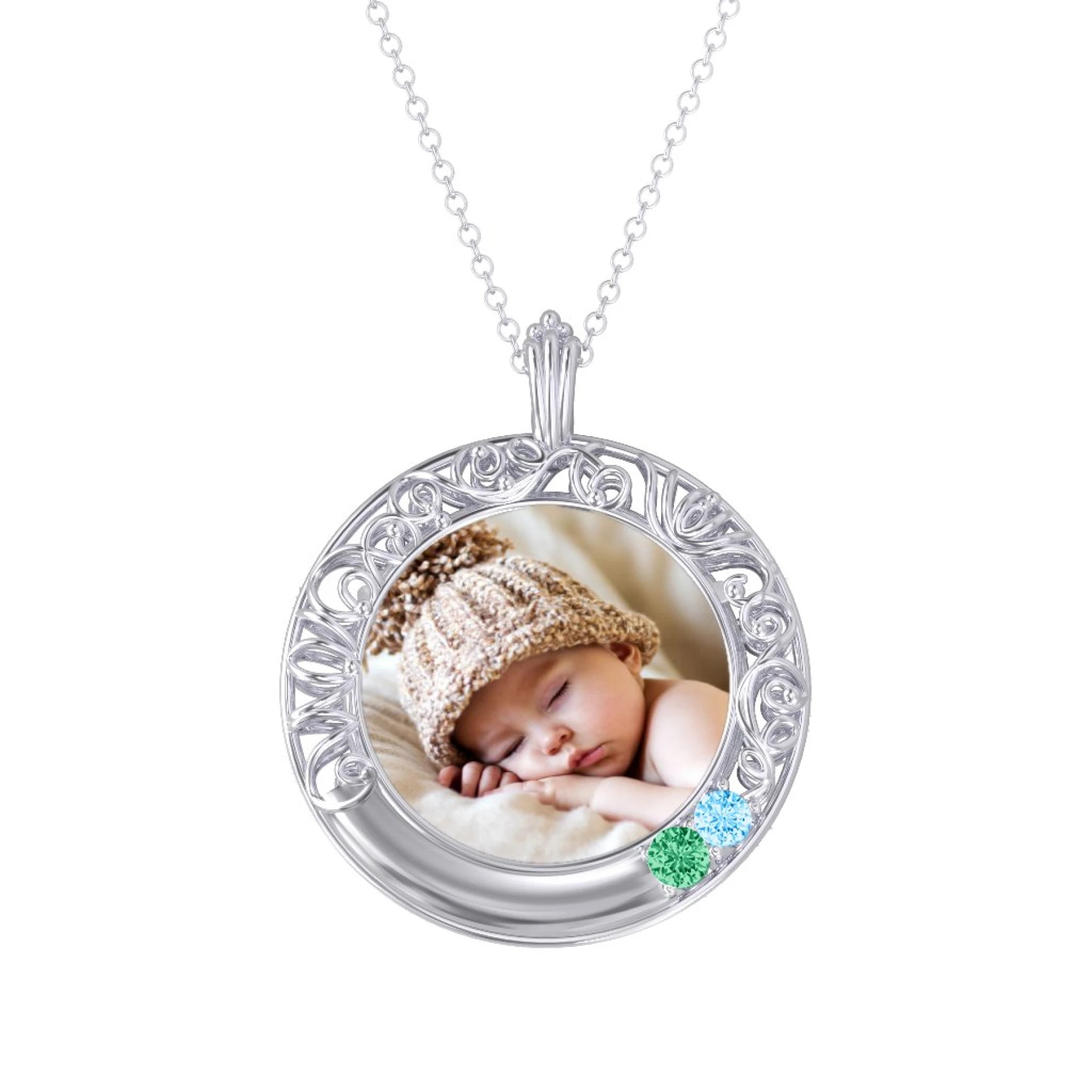 Round Engravable Filligree Photo Frame Necklace