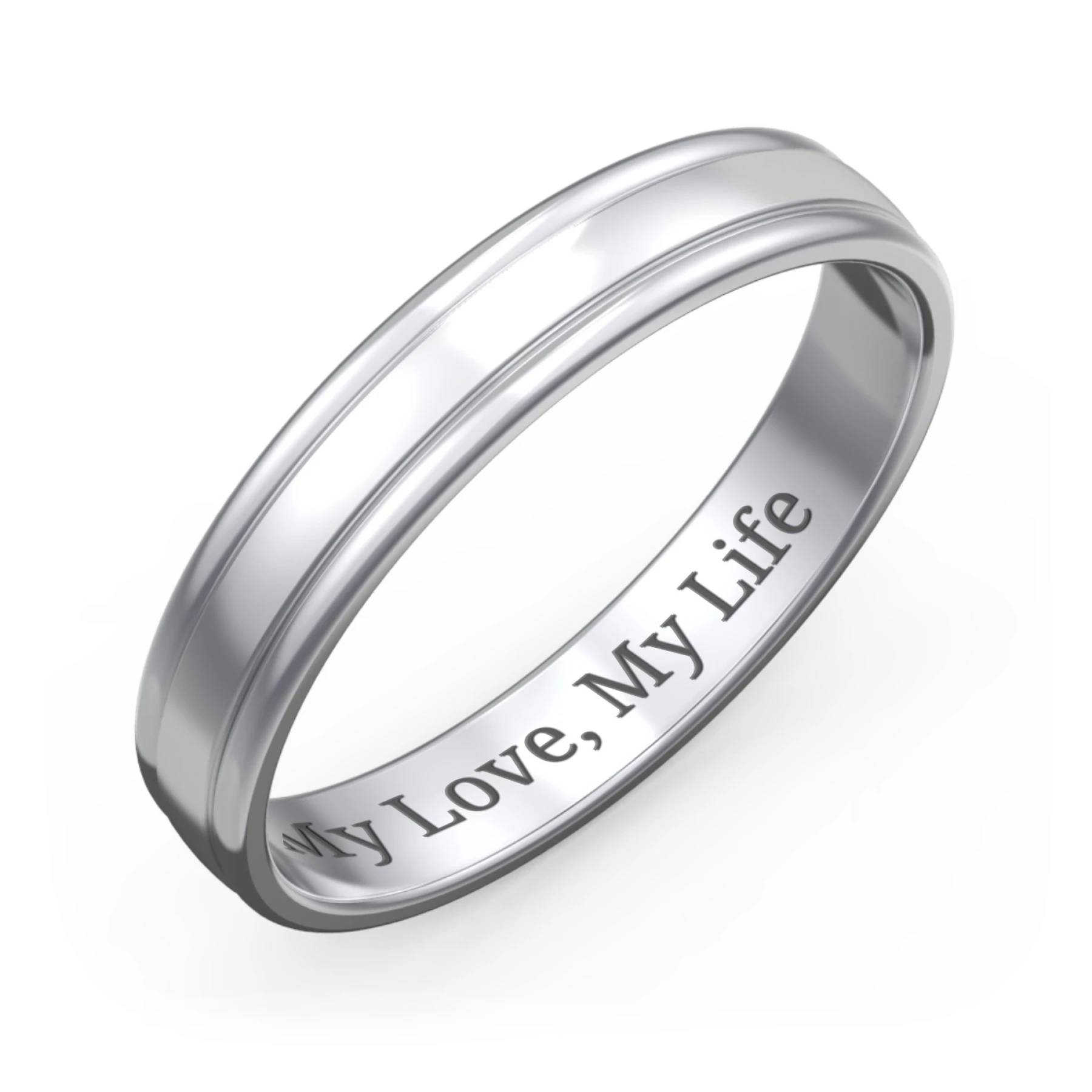 Men's Round Edge Wedding Band - 4mm Width - view 1